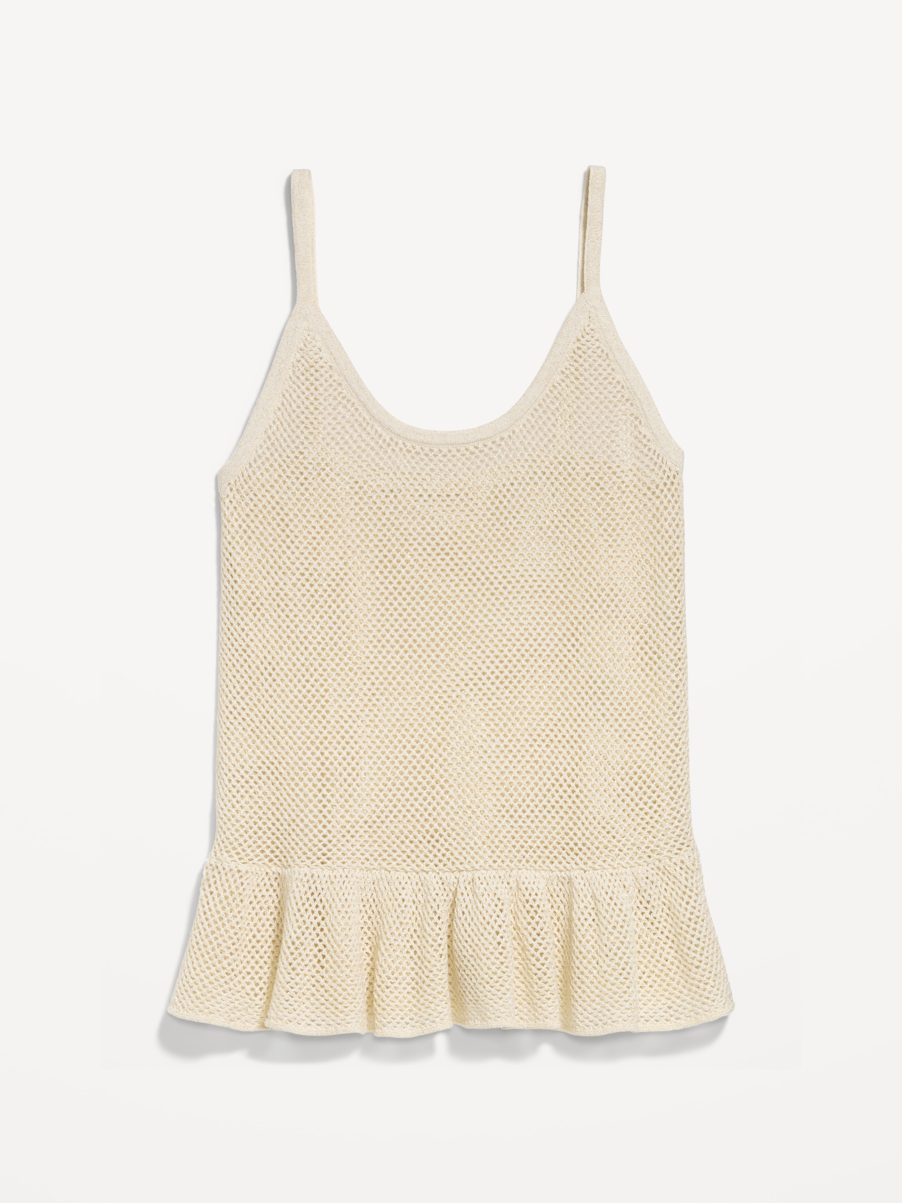 Metallic Peplum Tank Top - Sea Salt - 4