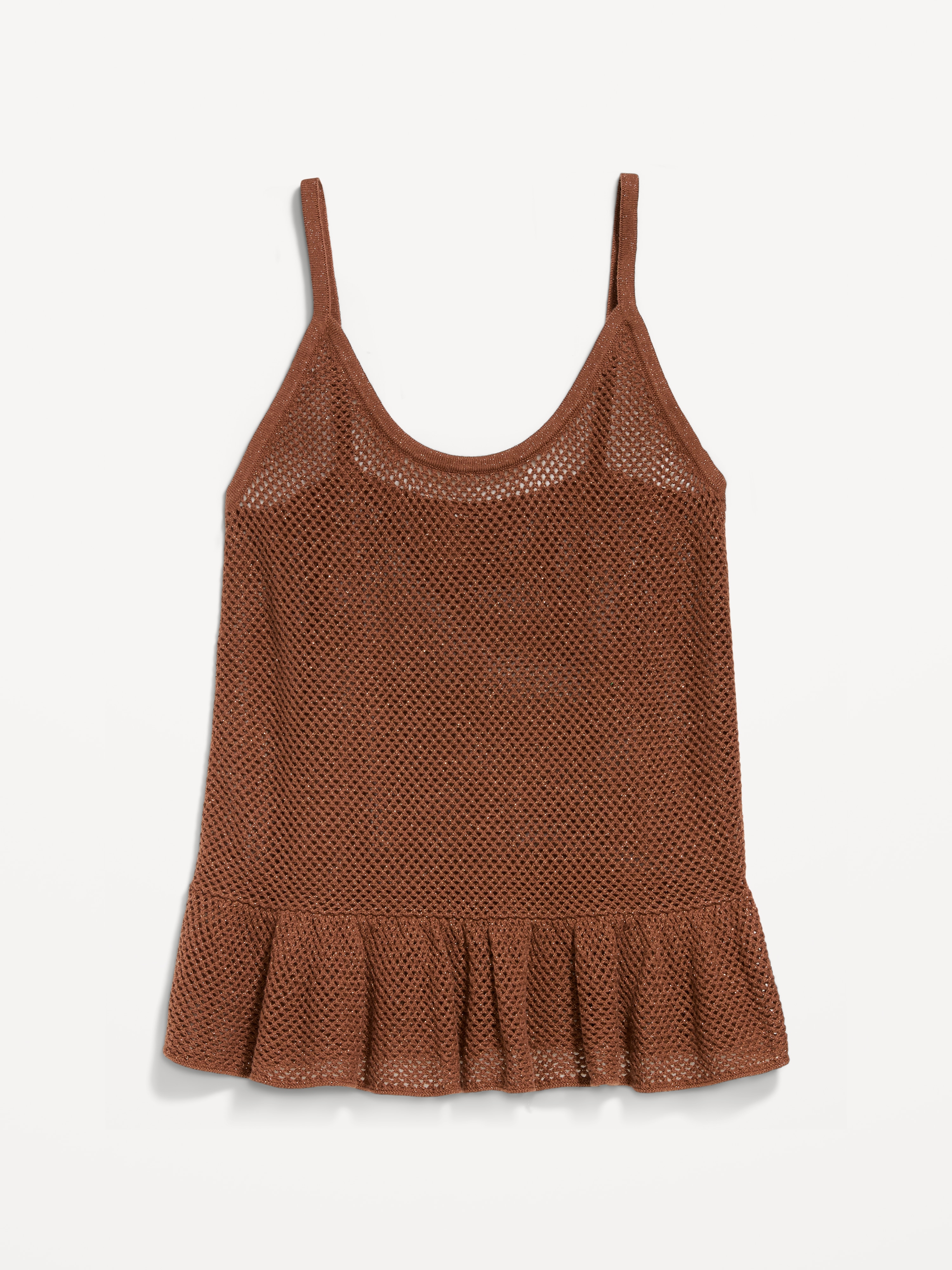Metallic Peplum Tank Top - Coco de mer - 4