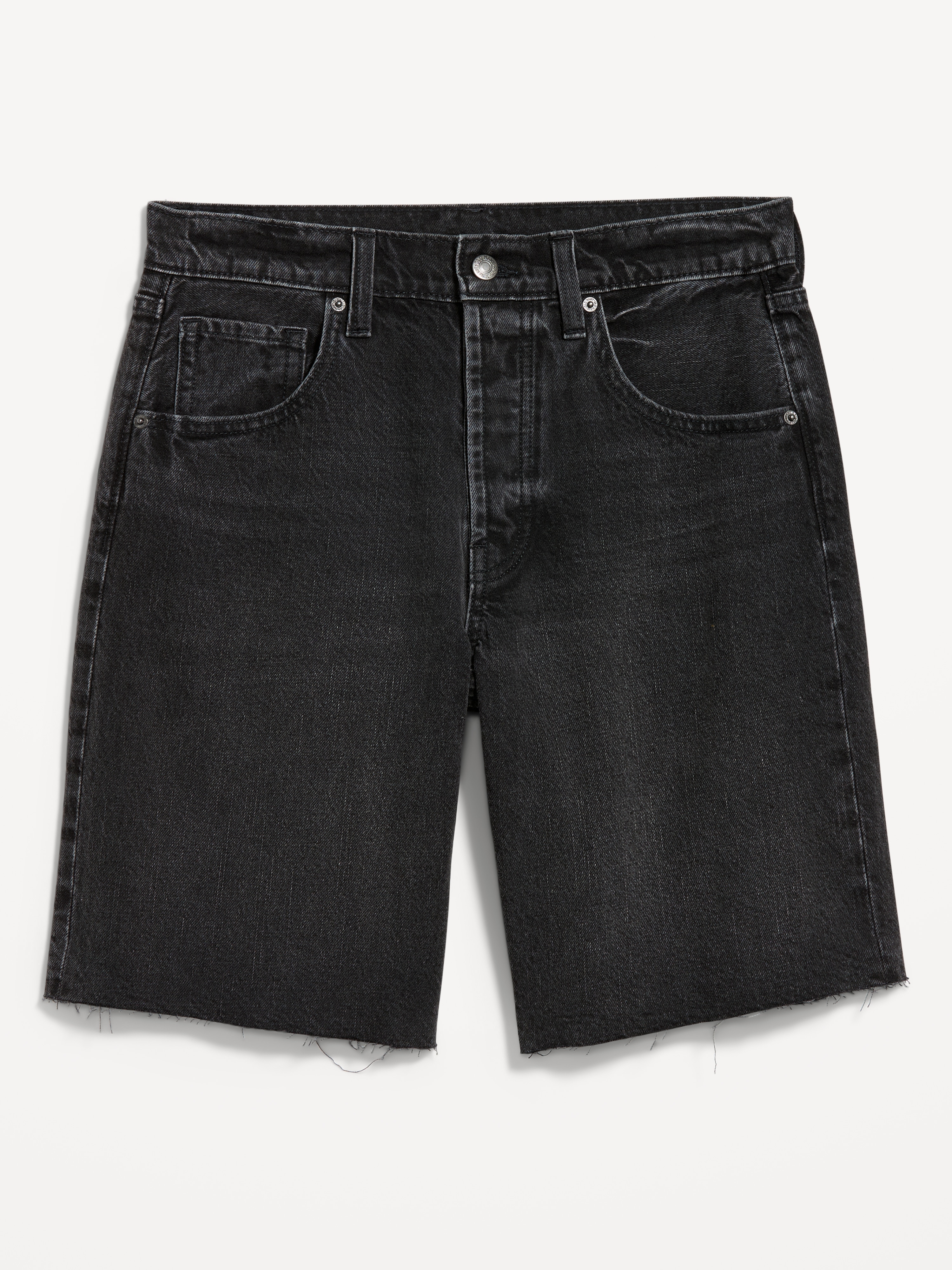 Mid-Rise Baggy Jean Cut-Off Shorts -- 9-inch inseam - Washed Black - 4