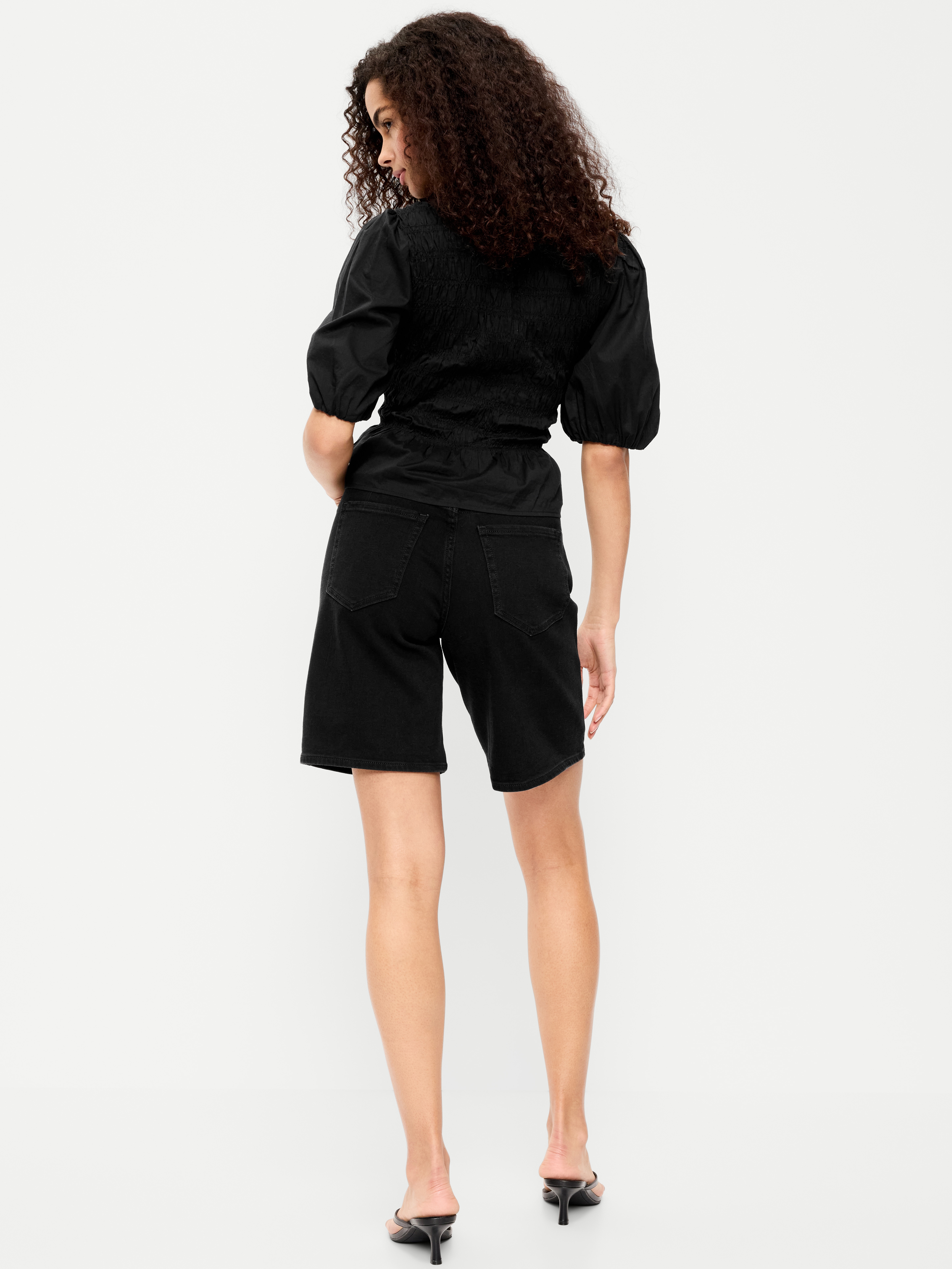 High-Waisted Wow Bermuda Jean Shorts -- 9-inch inseam - Black Jack - 3