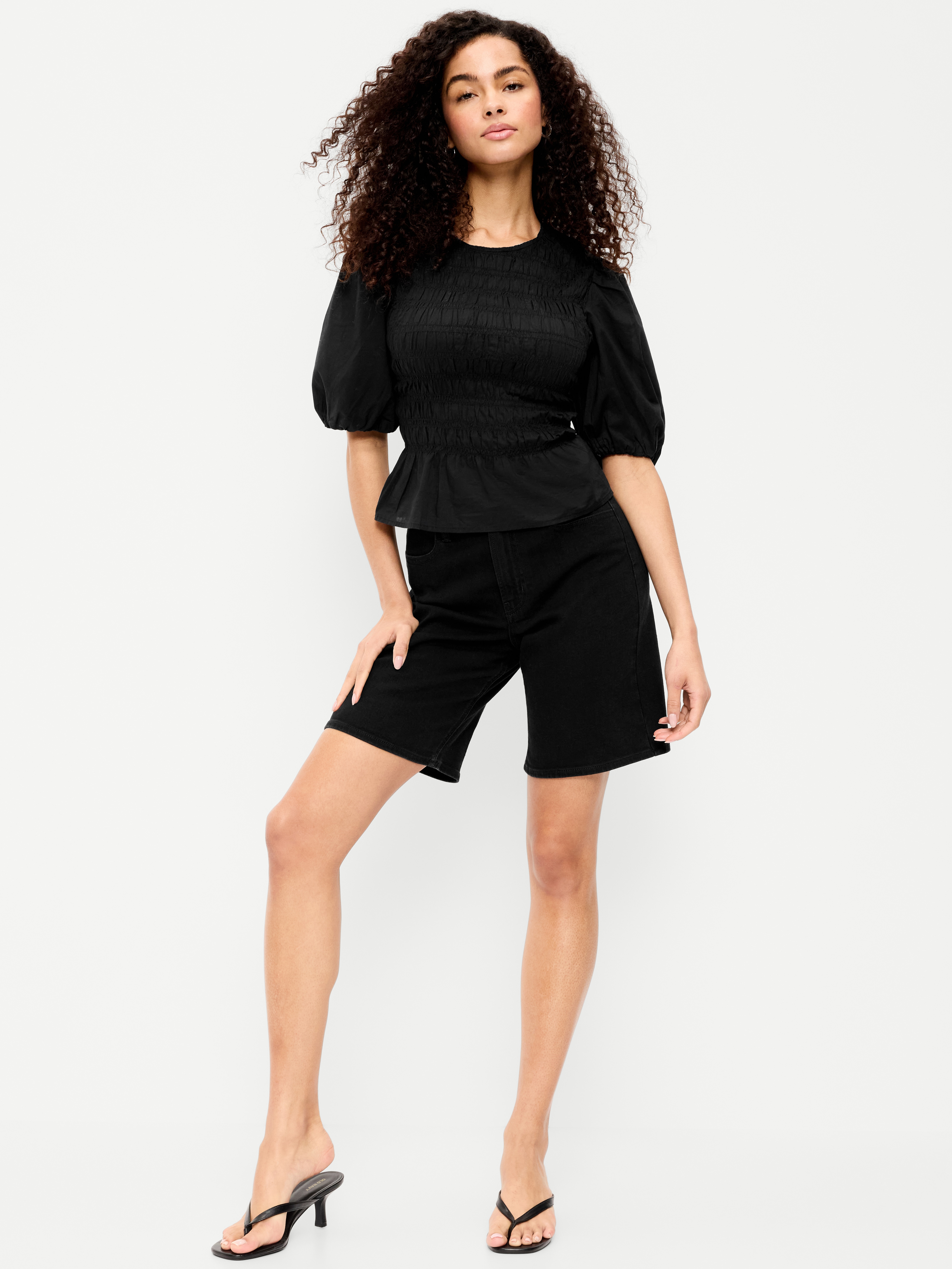 High-Waisted Wow Bermuda Jean Shorts -- 9-inch inseam - Black Jack - 1