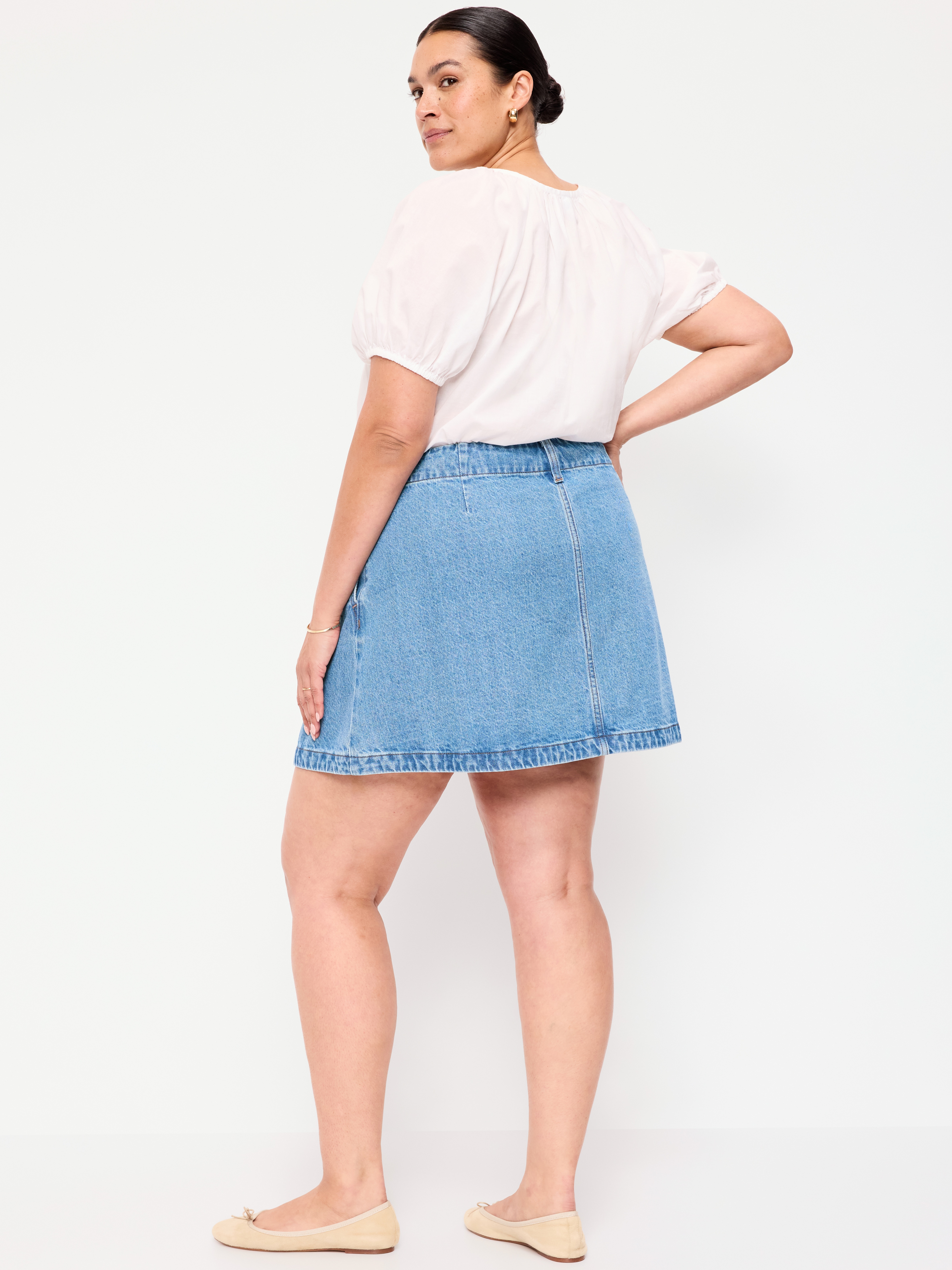 Scalloped-Edge Button-Down Mini Skirt - Milo - 7