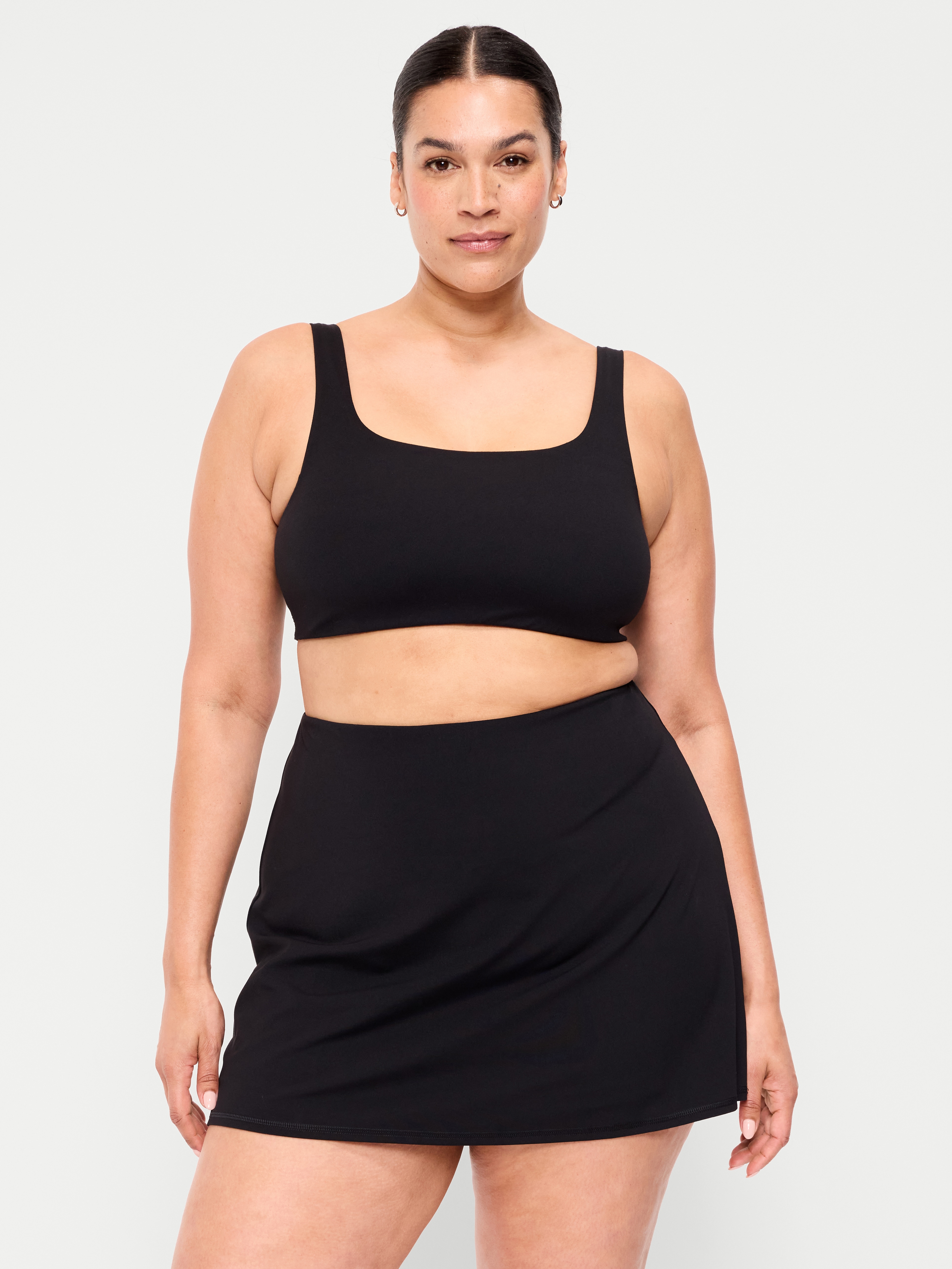 Light Support StudioSmooth Square-Neck Sports Bra - Black Jack - 6