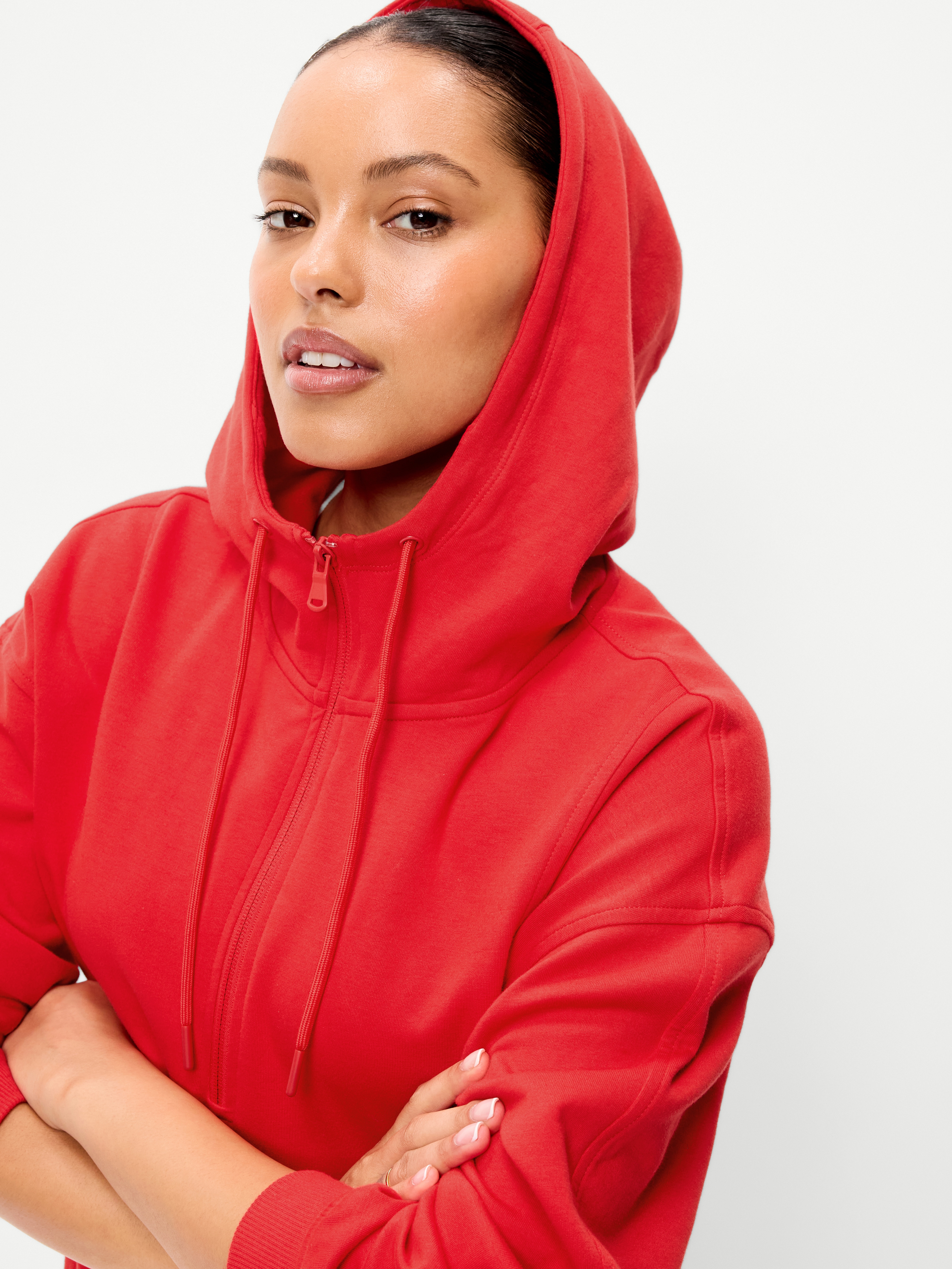 Dynamic Fleece Half-Zip Hoodie Sweatshirt - Bold Red - 7