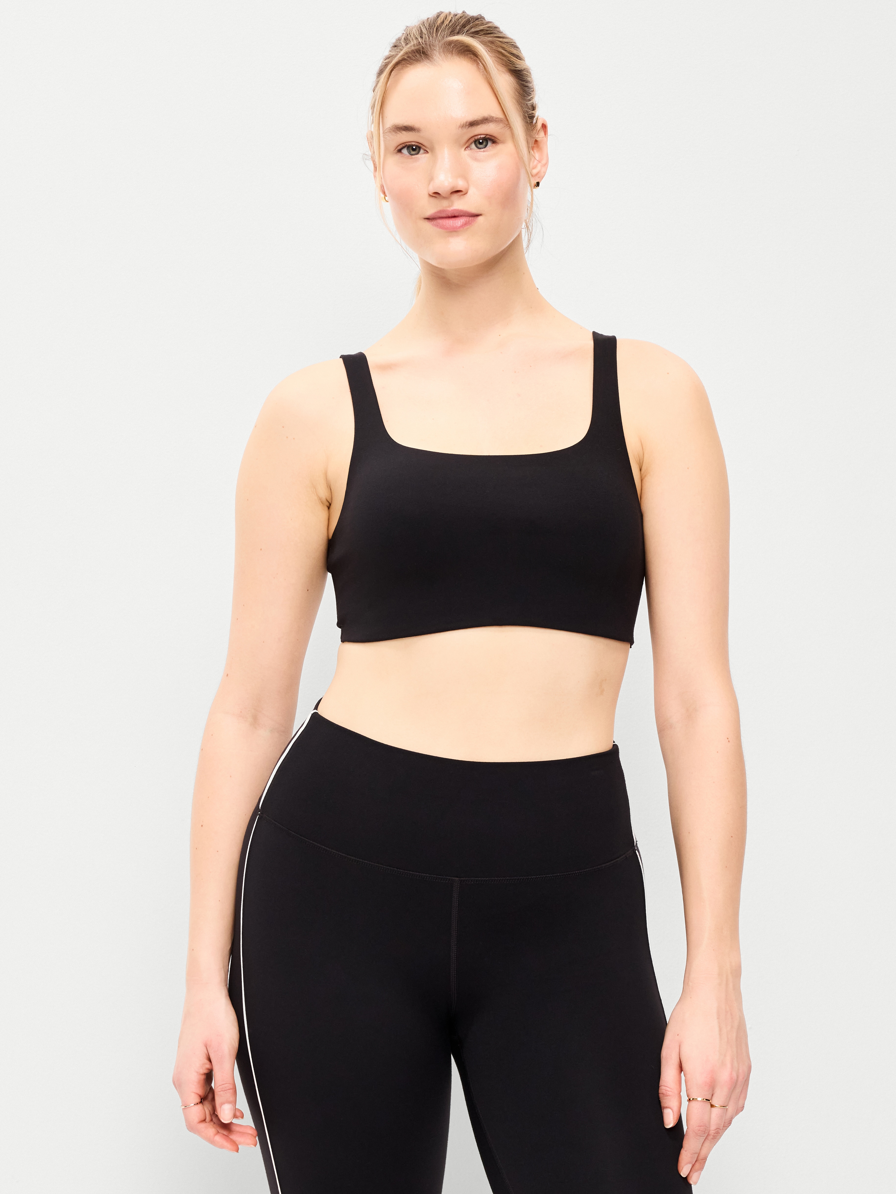 Light Support StudioSmooth Square-Neck Sports Bra - Black Jack - 4