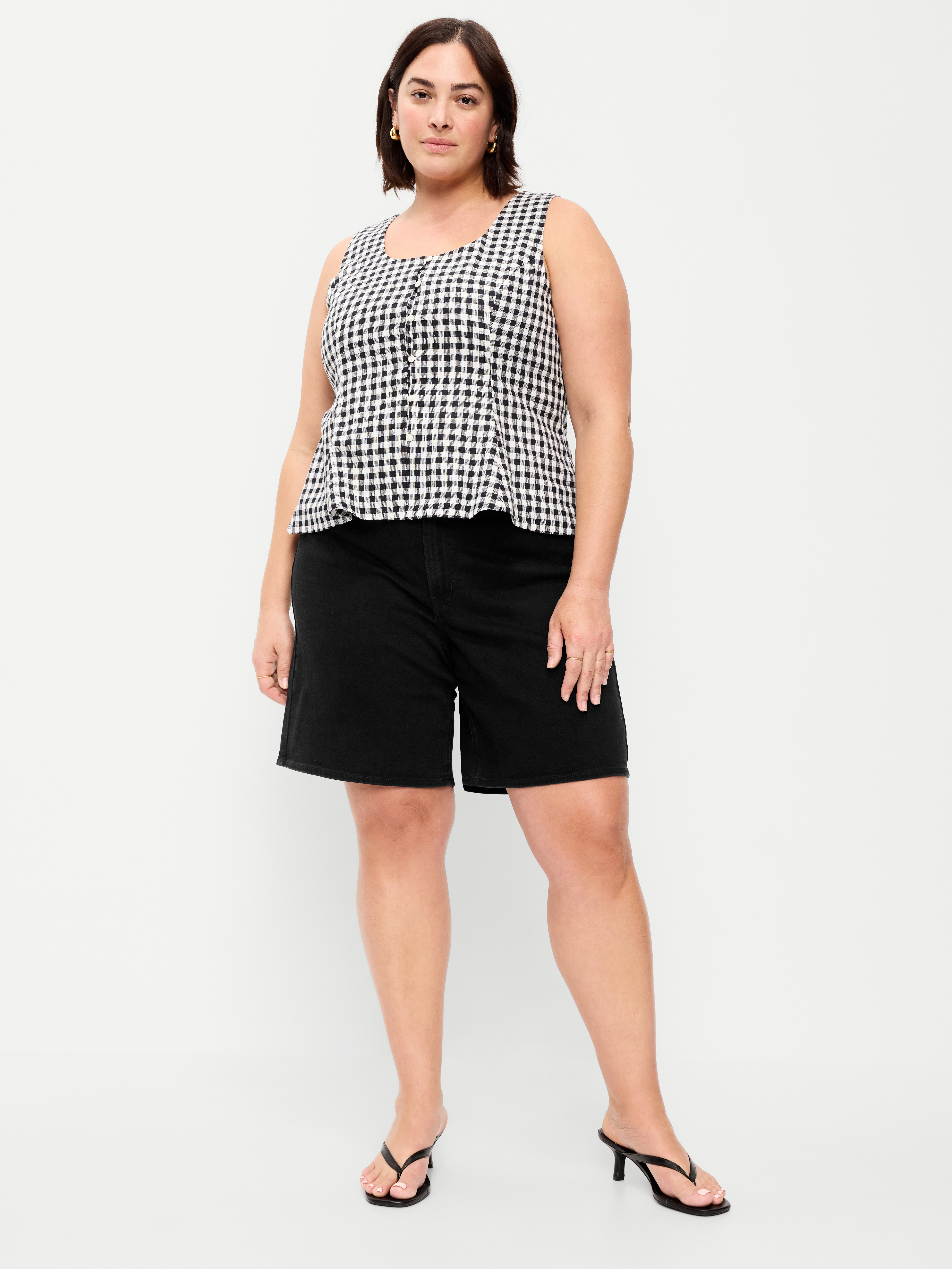 High-Waisted Wow Bermuda Jean Shorts -- 9-inch inseam - Black Jack - 7