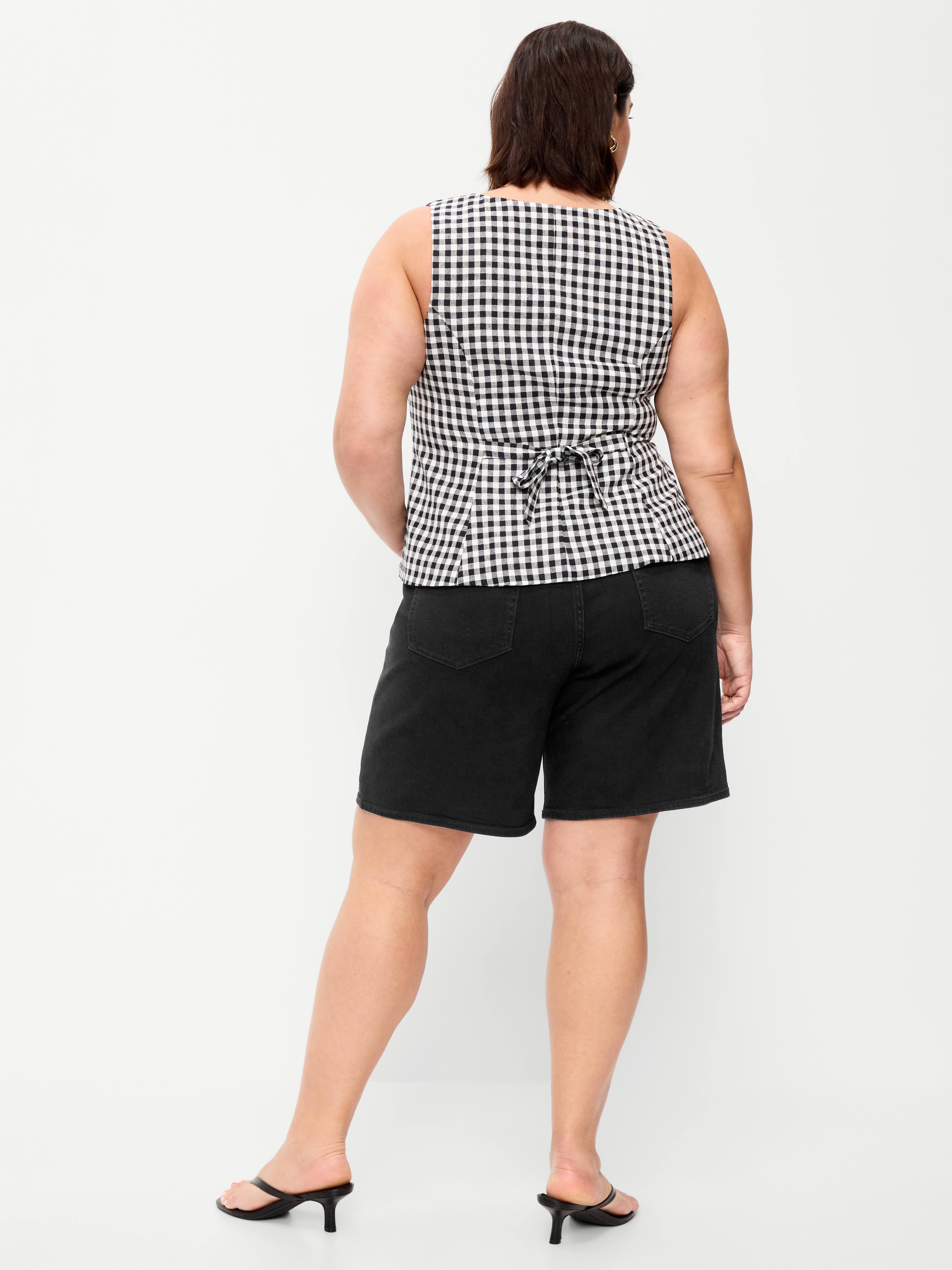 High-Waisted Wow Bermuda Jean Shorts -- 9-inch inseam - Black Jack - 8