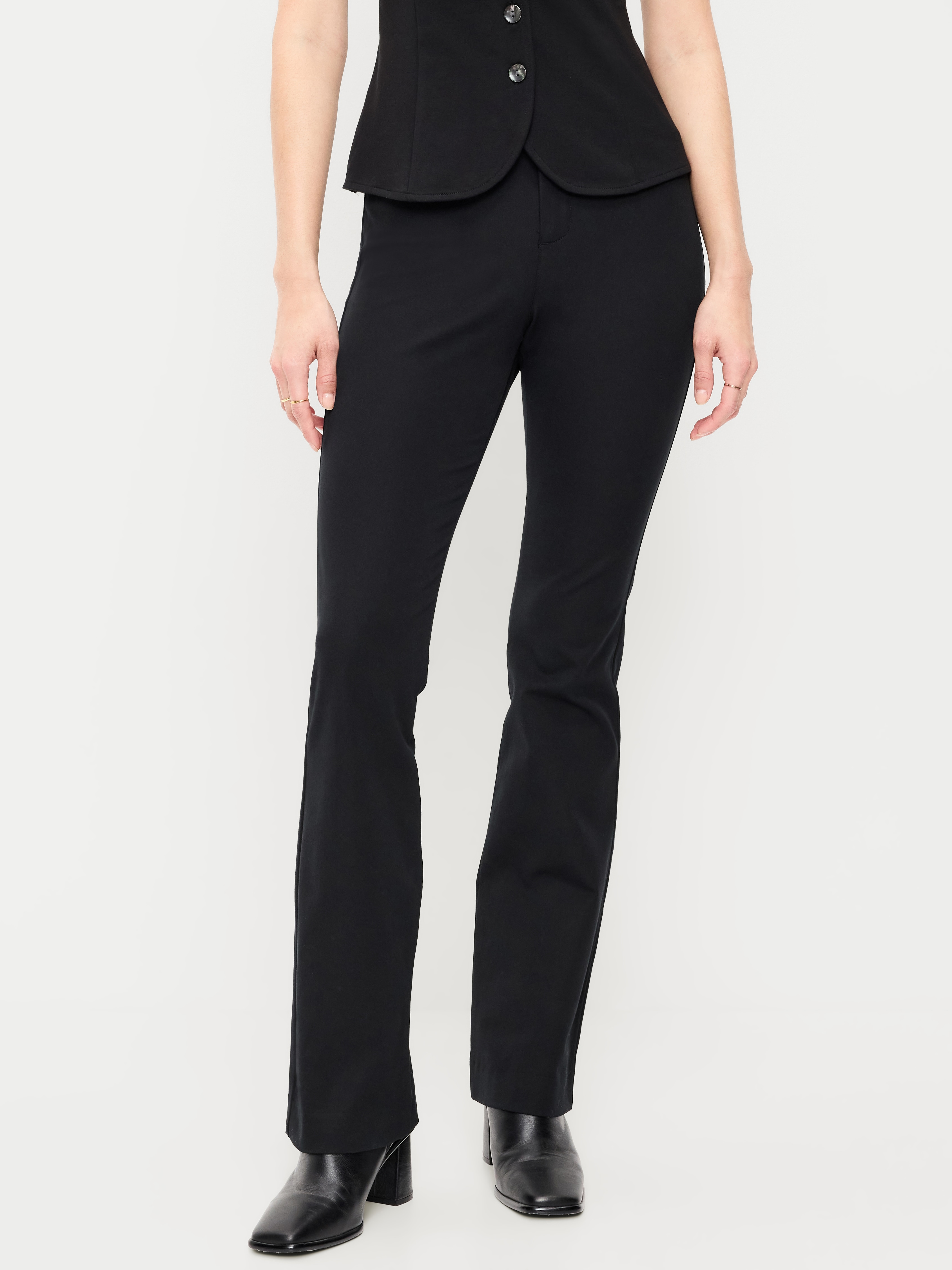 High-Waisted Pixie Flare Pants - Black - 2