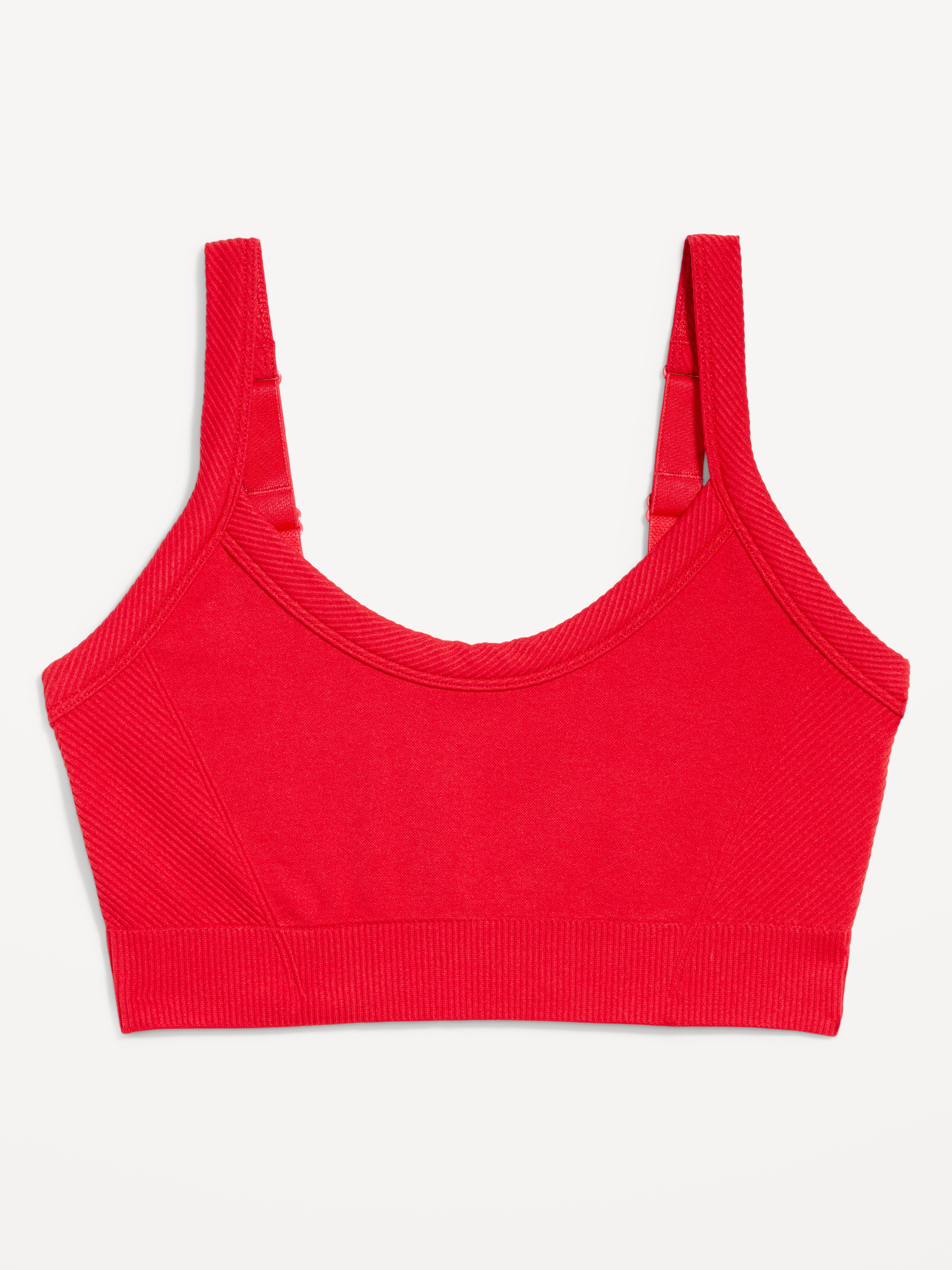 Light Support Fluid Seamless Ribbed Sports Bra - Bold Red - 4