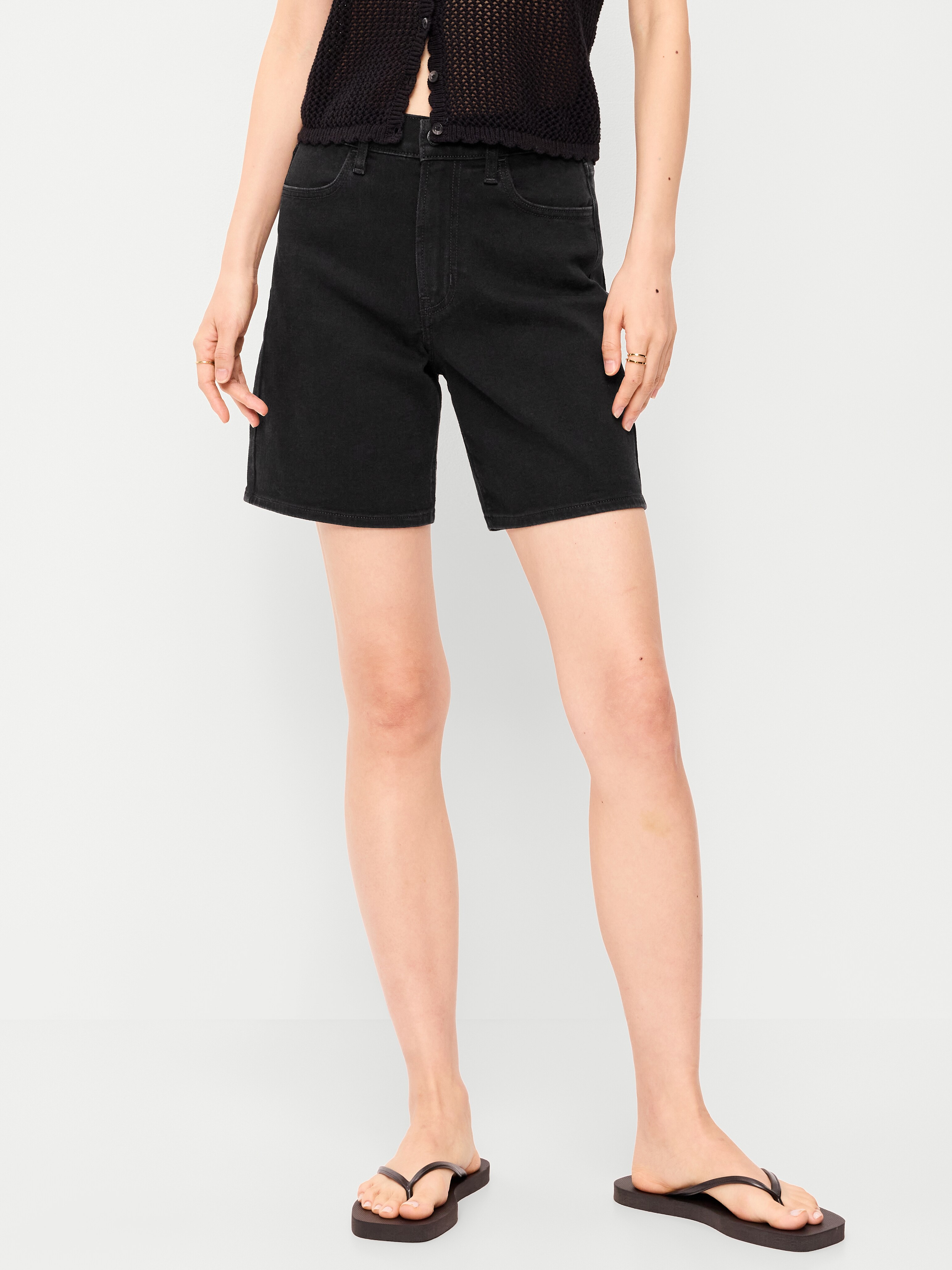 High-Waisted Wow Jean Shorts -- 7-inch inseam - Black Jack - 2