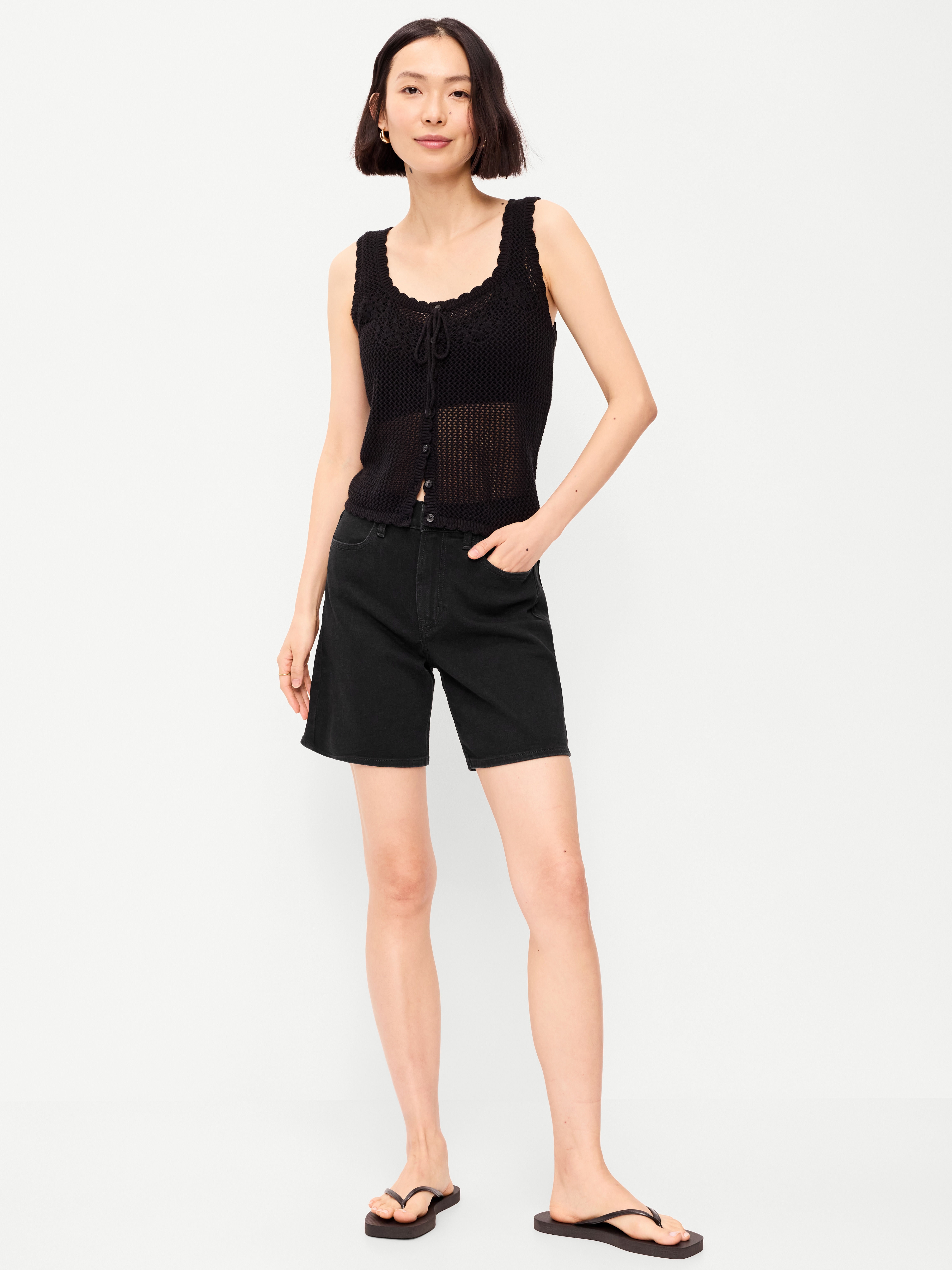 High-Waisted Wow Jean Shorts -- 7-inch inseam - Black Jack - 1