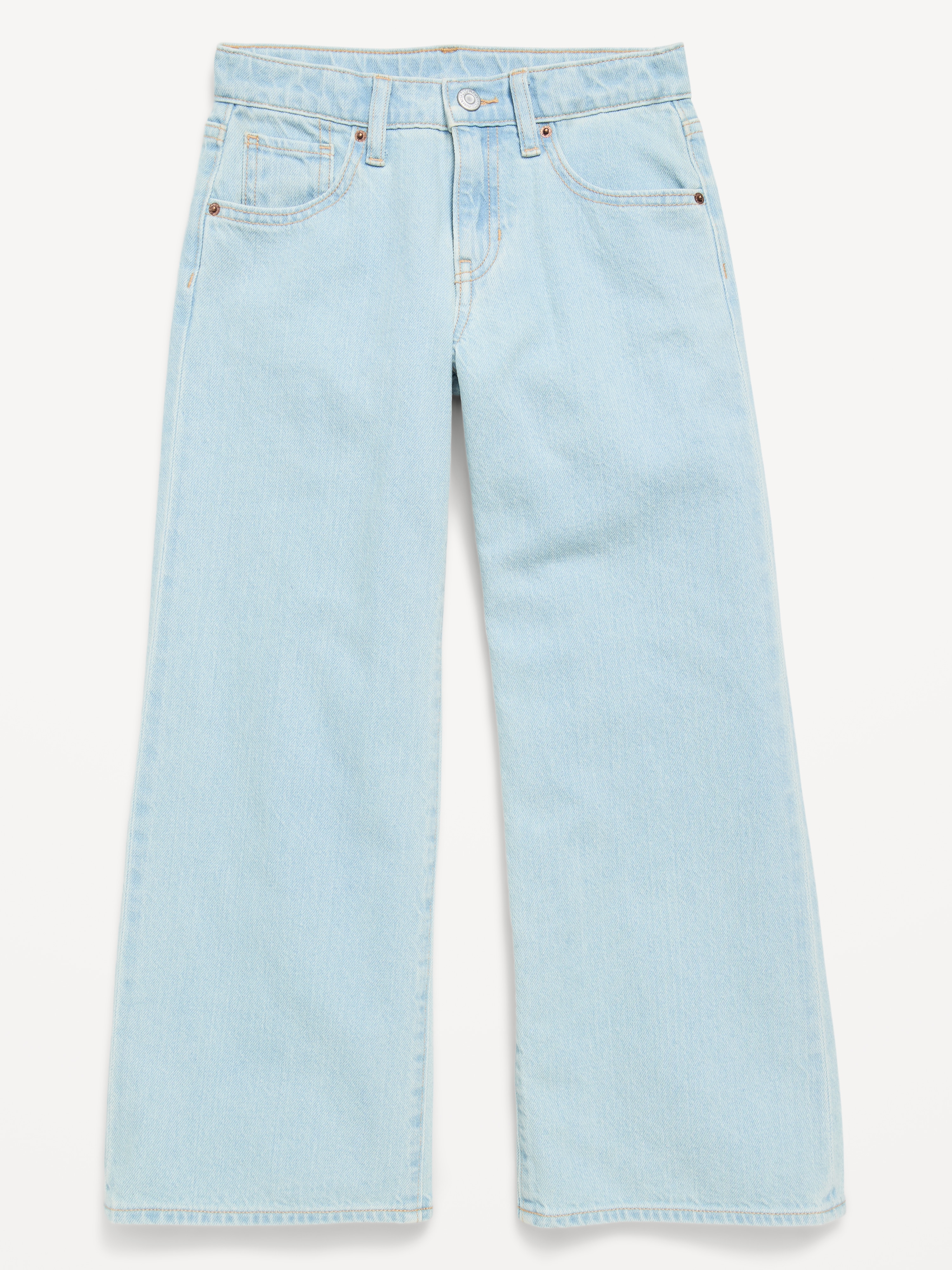 Super Baggy Wide-Leg Embroidered Jeans for Girls - Light Wash - 4