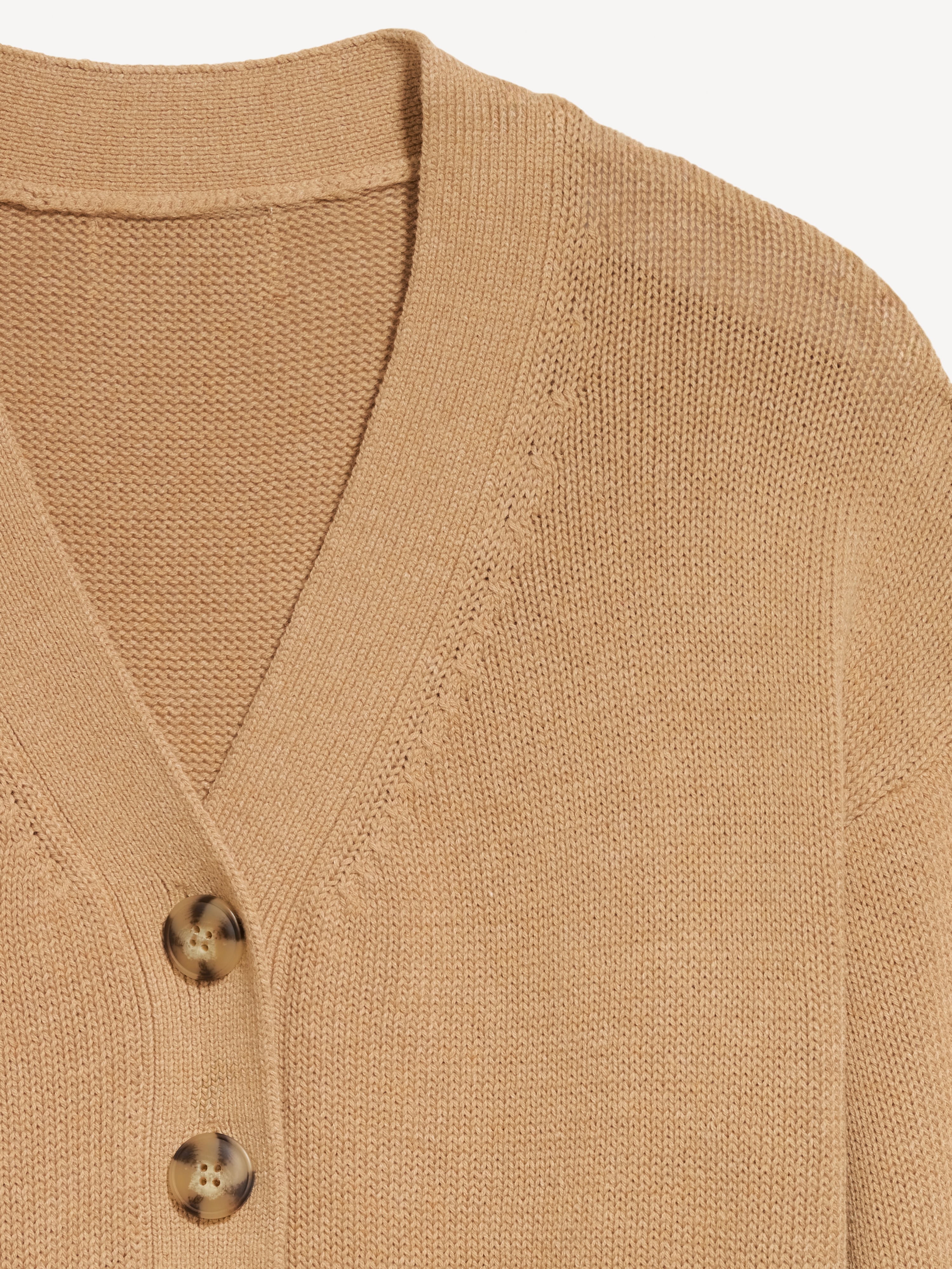 Seaside Cotton V-Neck Cardigan Sweater - Light Brown - 5