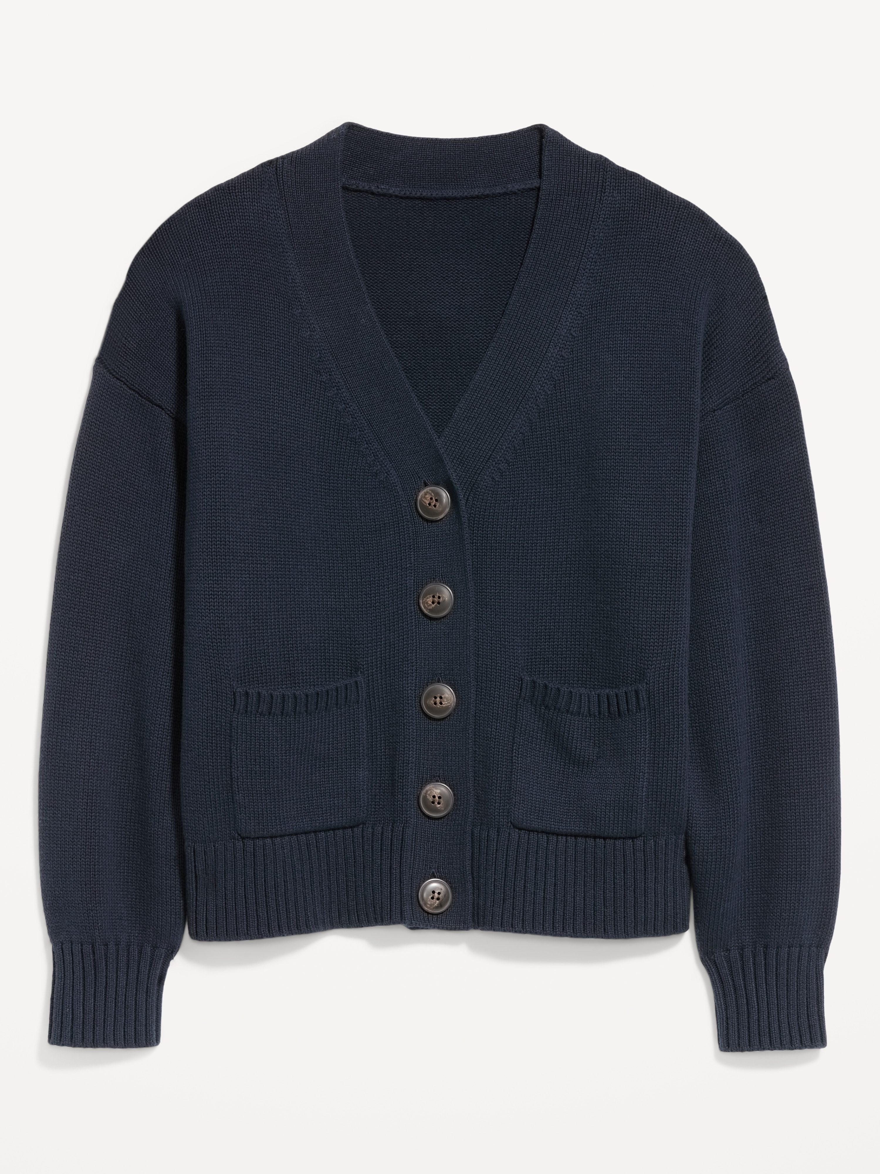 Seaside Cotton V-Neck Cardigan Sweater - In the Navy - 4
