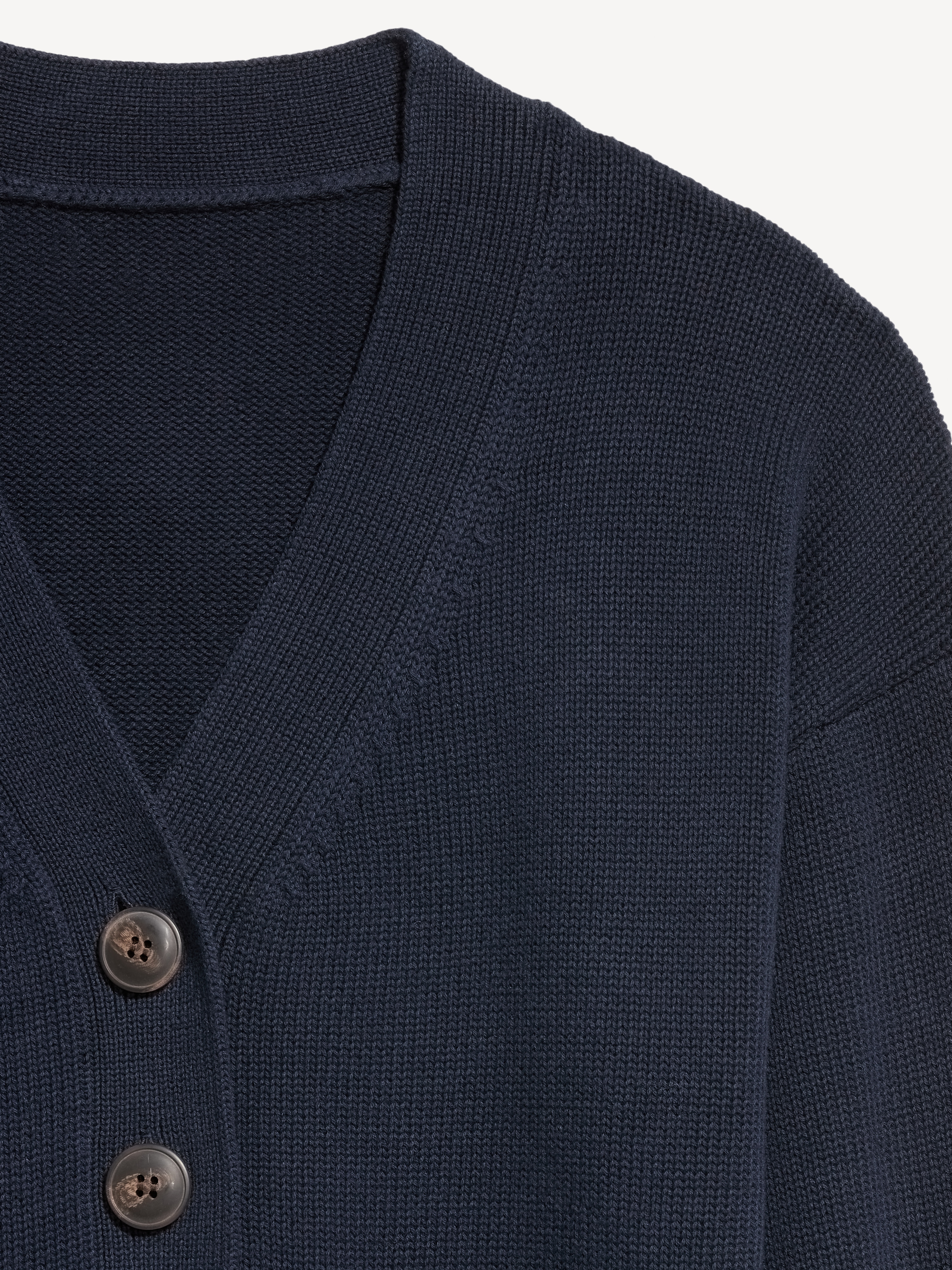 Seaside Cotton V-Neck Cardigan Sweater - In the Navy - 5
