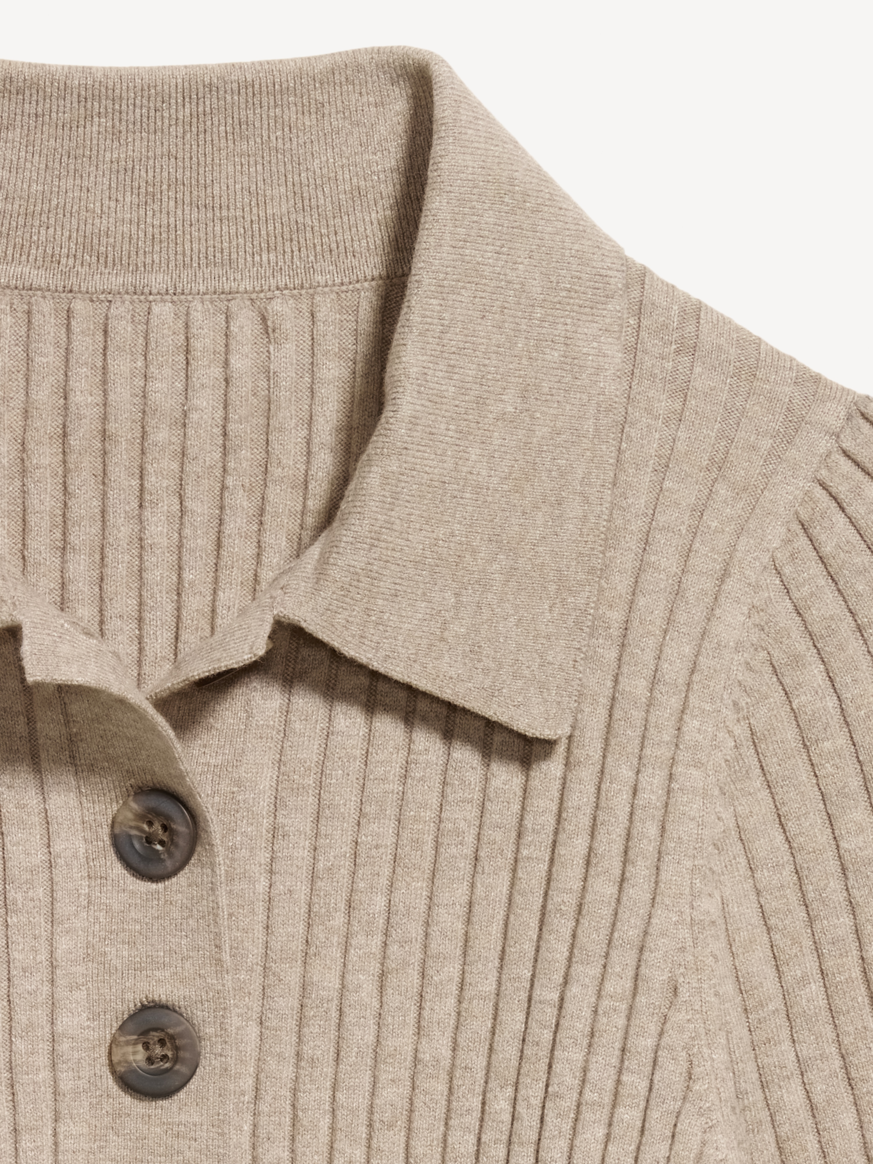 Short-Sleeve Ribbed Polo - Mushroom - 5