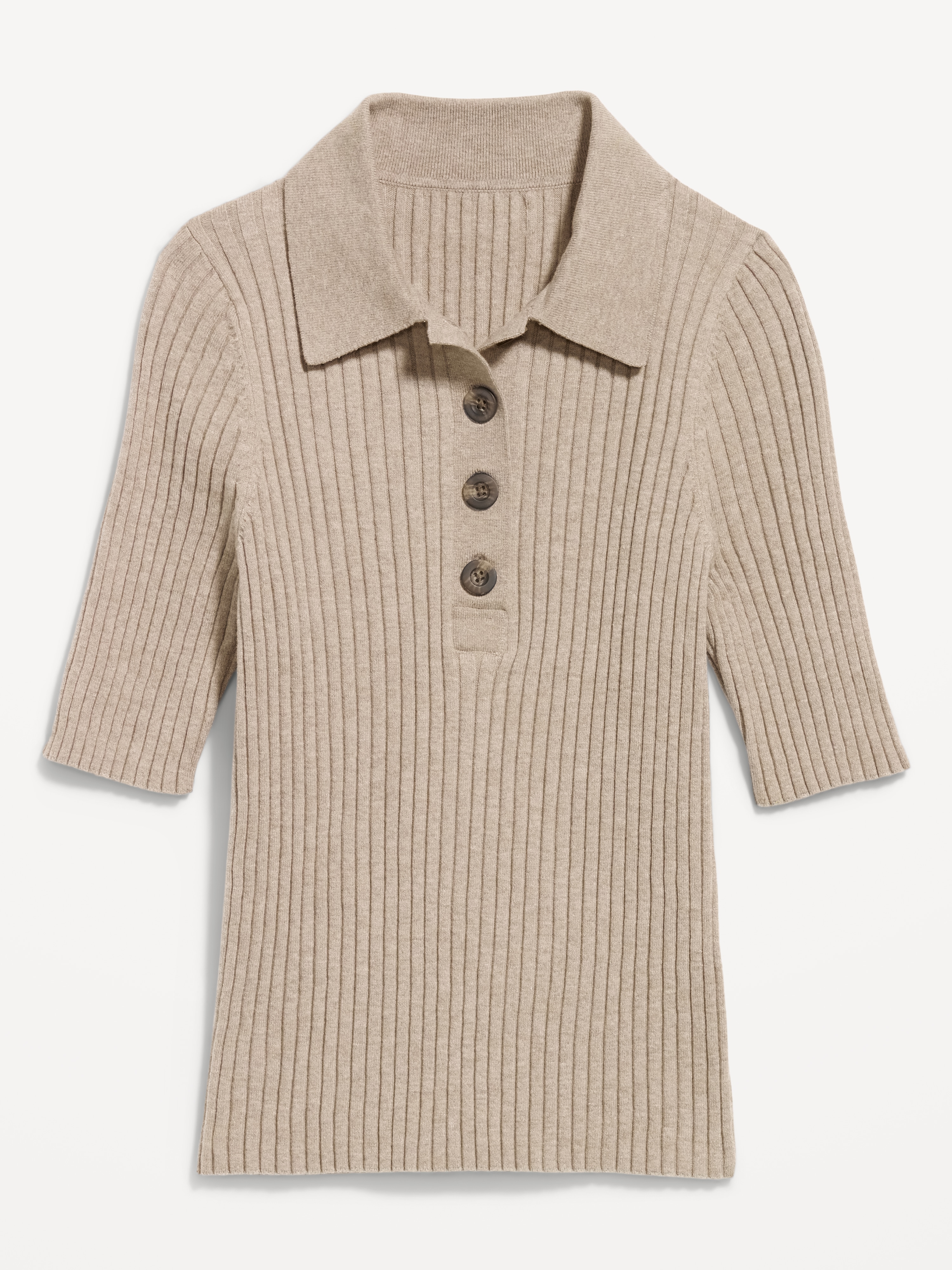 Short-Sleeve Ribbed Polo - Mushroom - 4