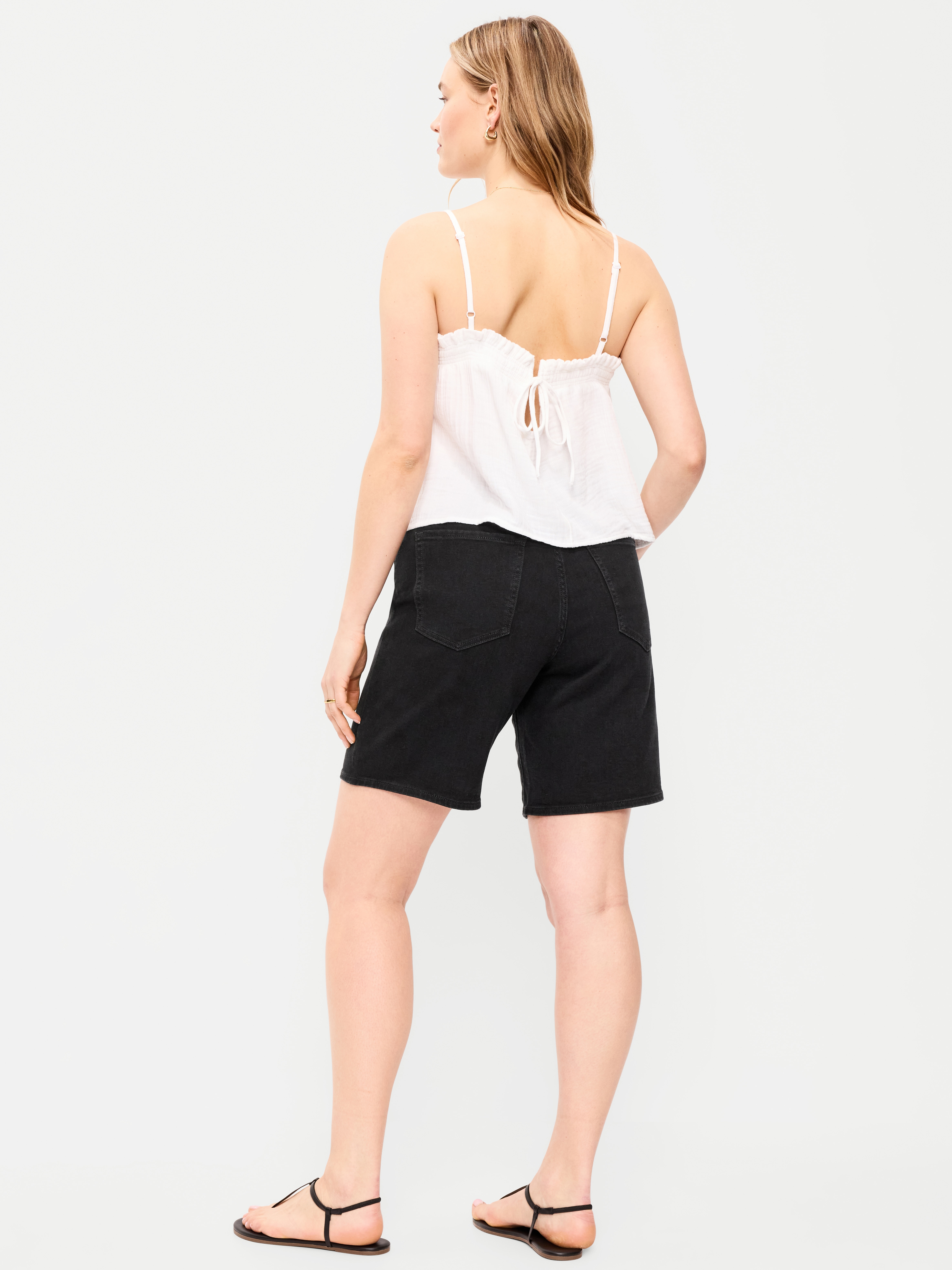 High-Waisted Wow Bermuda Jean Shorts -- 9-inch inseam - Black Jack - 6