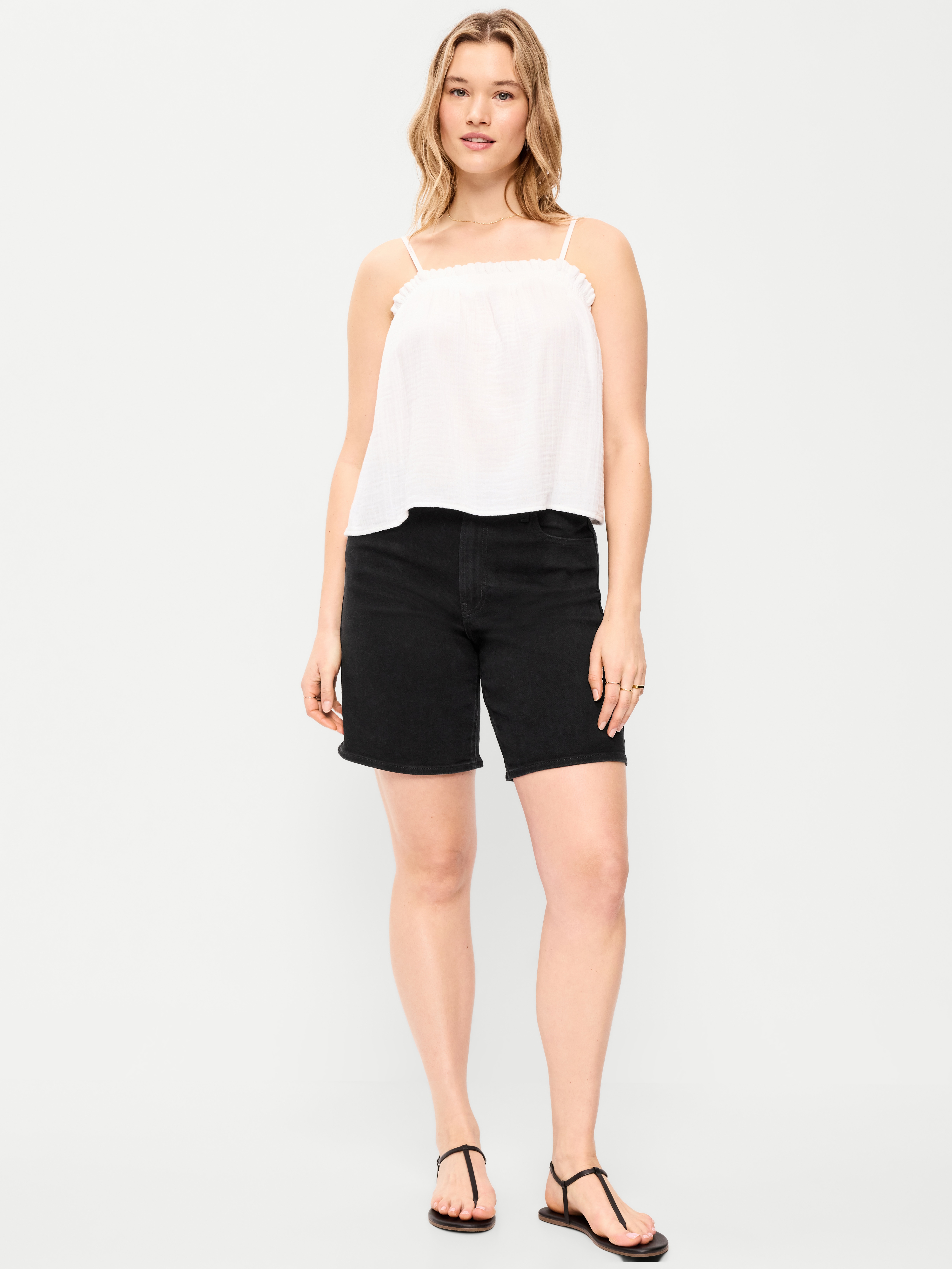 High-Waisted Wow Bermuda Jean Shorts -- 9-inch inseam - Black Jack - 5