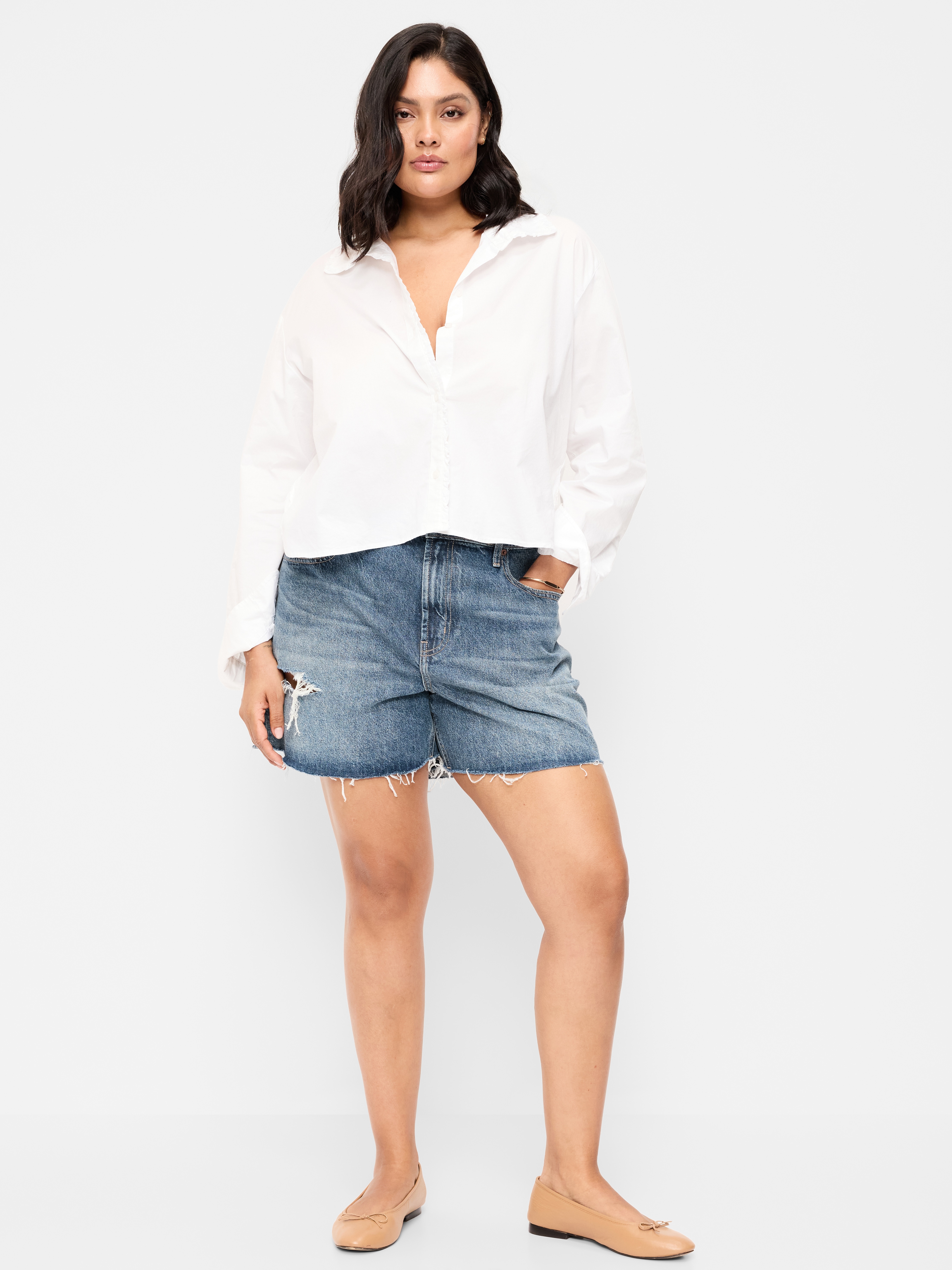 High-Waisted Baggy Shorts -- 5-inch inseam - Teddy - 6