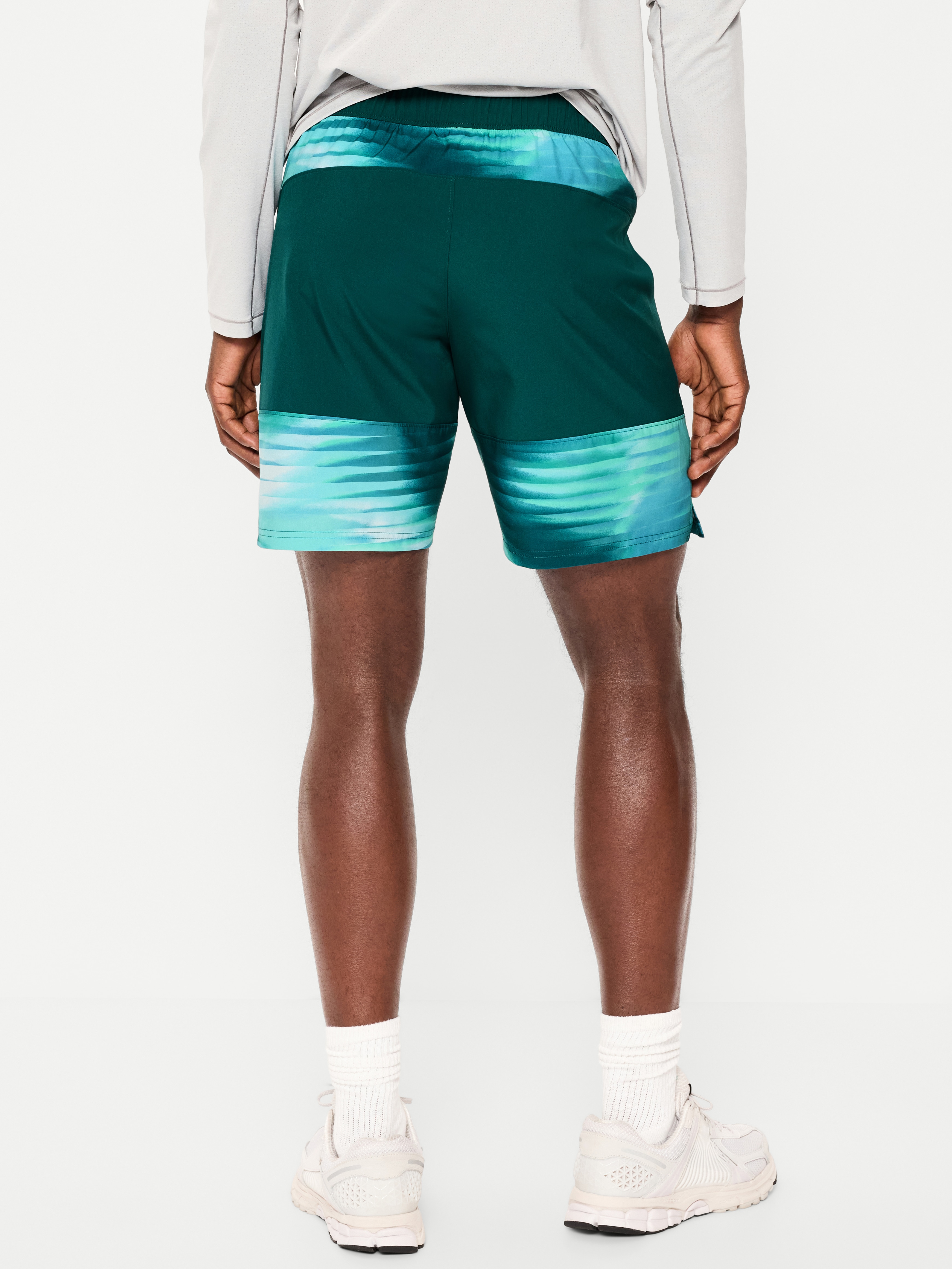 StretchTech Workout Shorts -- 7-inch inseam - Green Print - 2