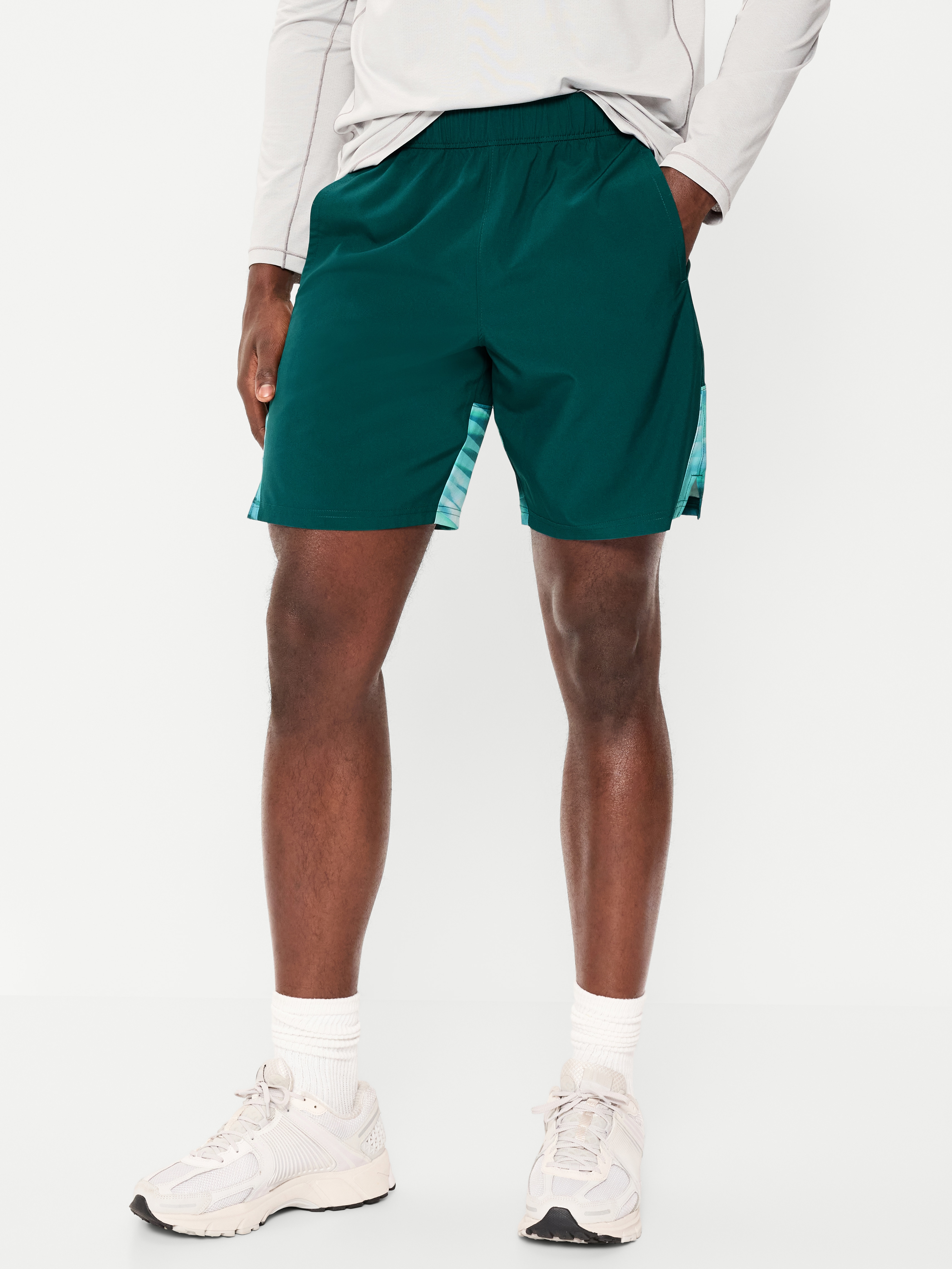 StretchTech Workout Shorts -- 7-inch inseam - Green Print - 1