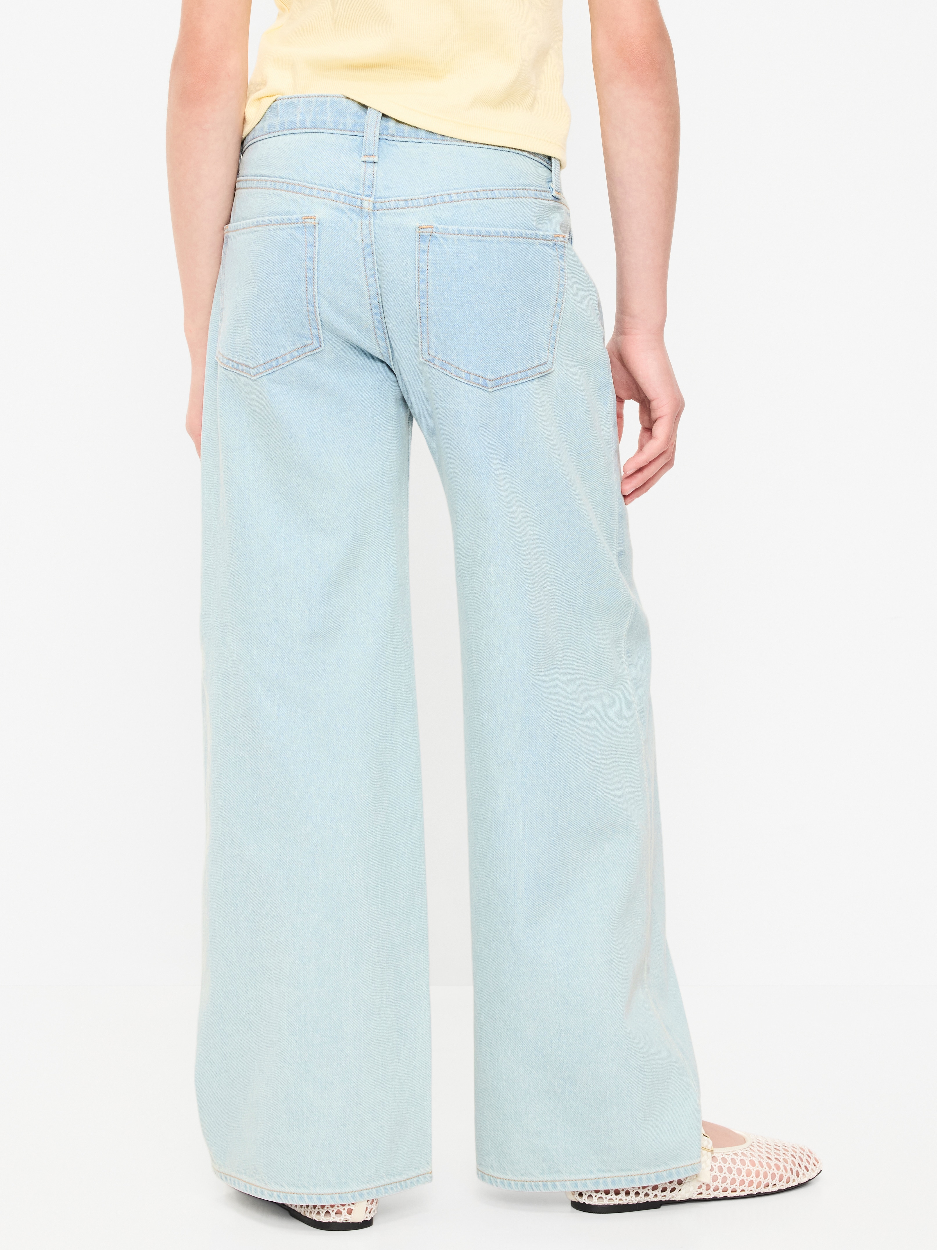 Super Baggy Wide-Leg Embroidered Jeans for Girls - Light Wash - 2