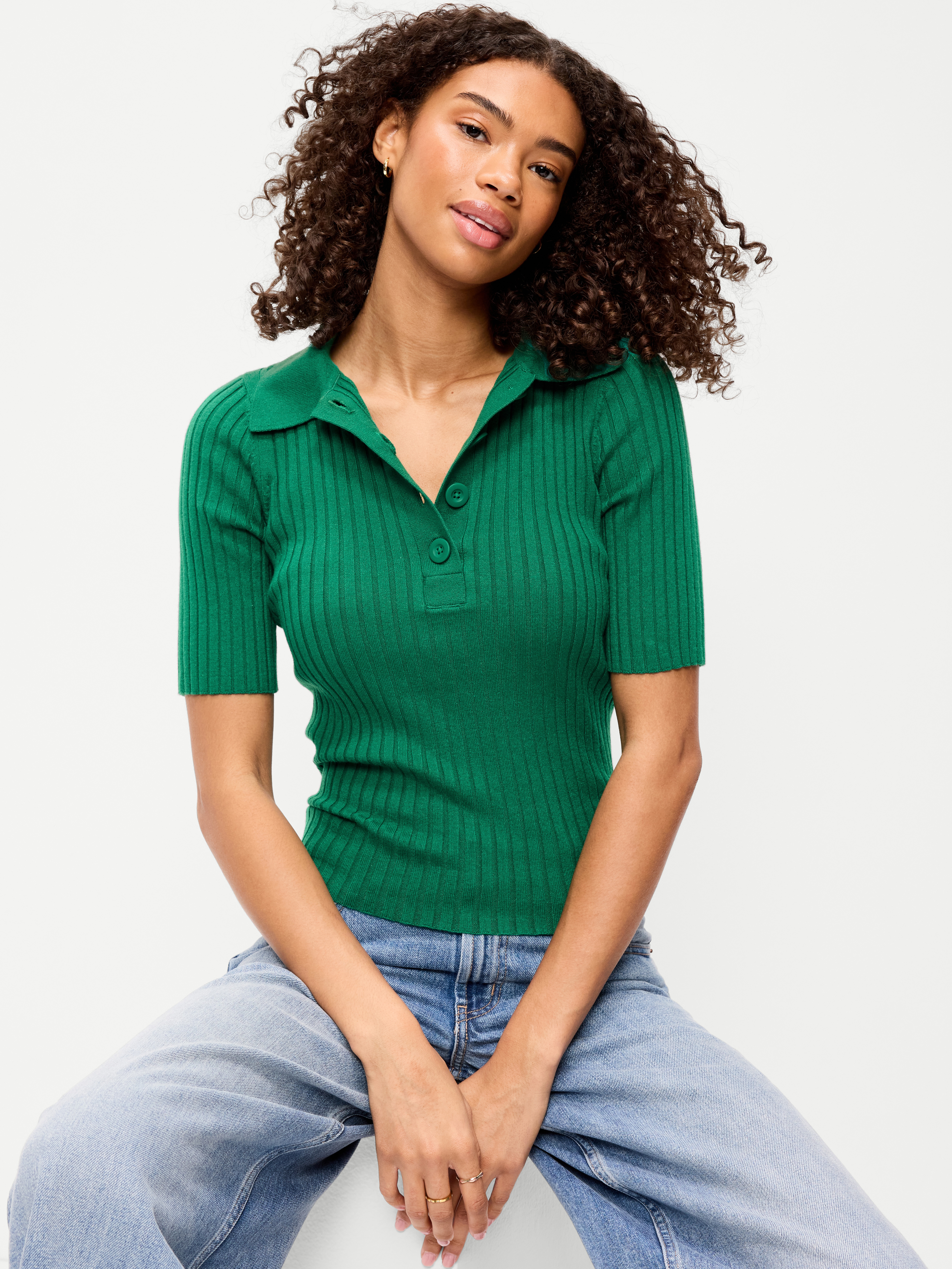 Short-Sleeve Ribbed Polo - Rainforest Jewel - 1