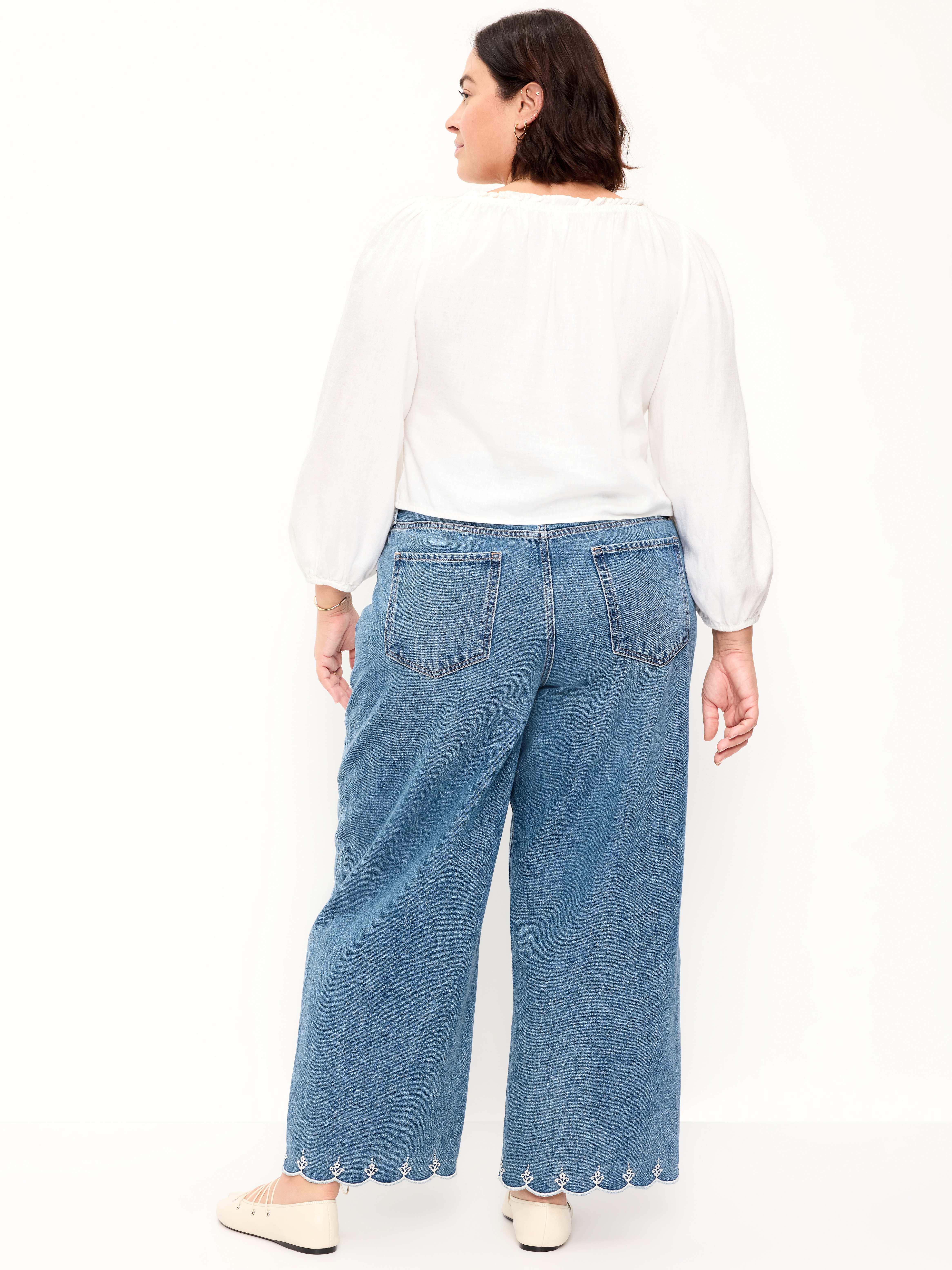 High-Waisted Baggy Wide-Leg Jeans - Medium Wash - 9
