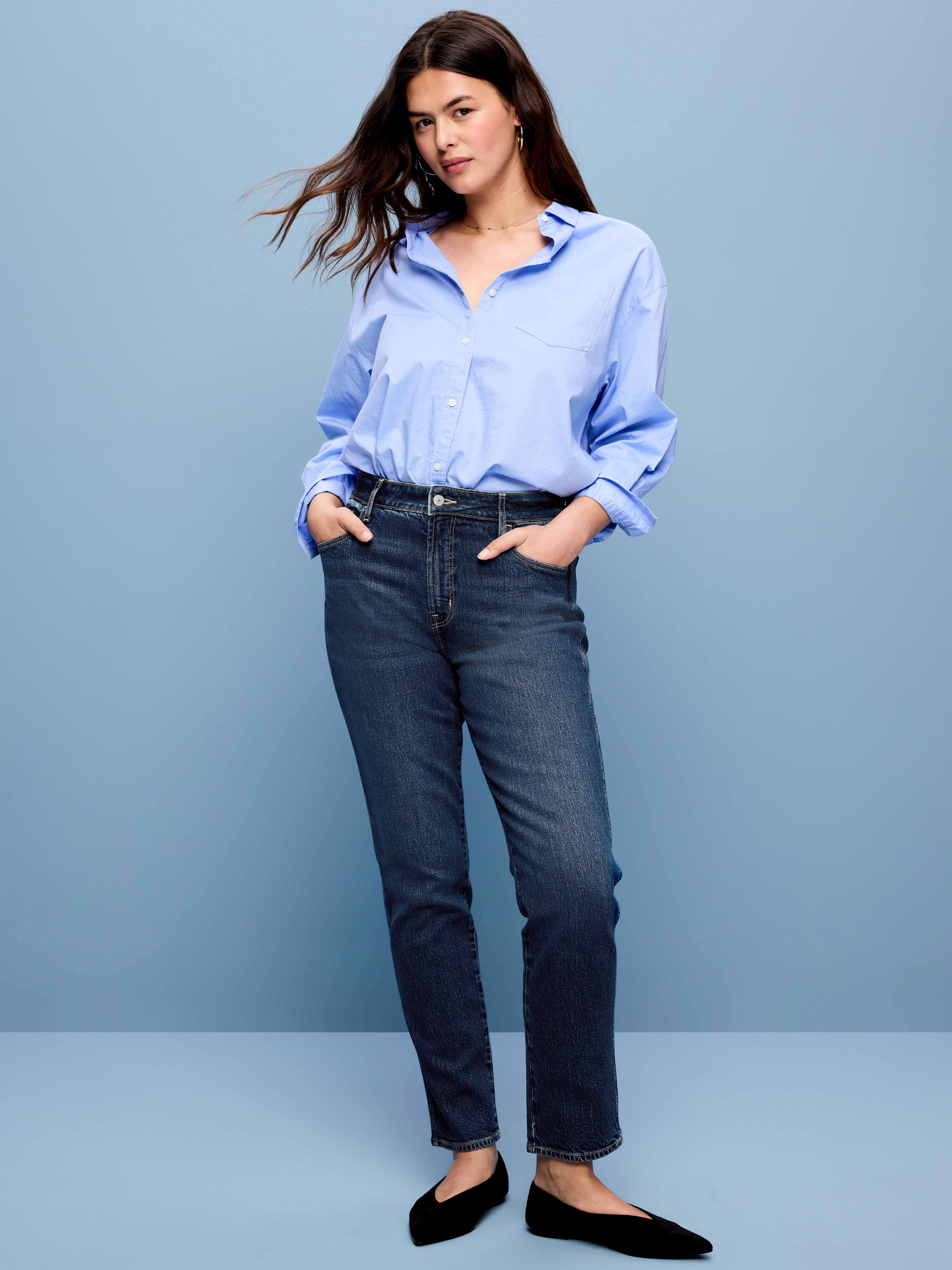 High-Waisted Vintage Slim Jeans - Dark Indigo - 4