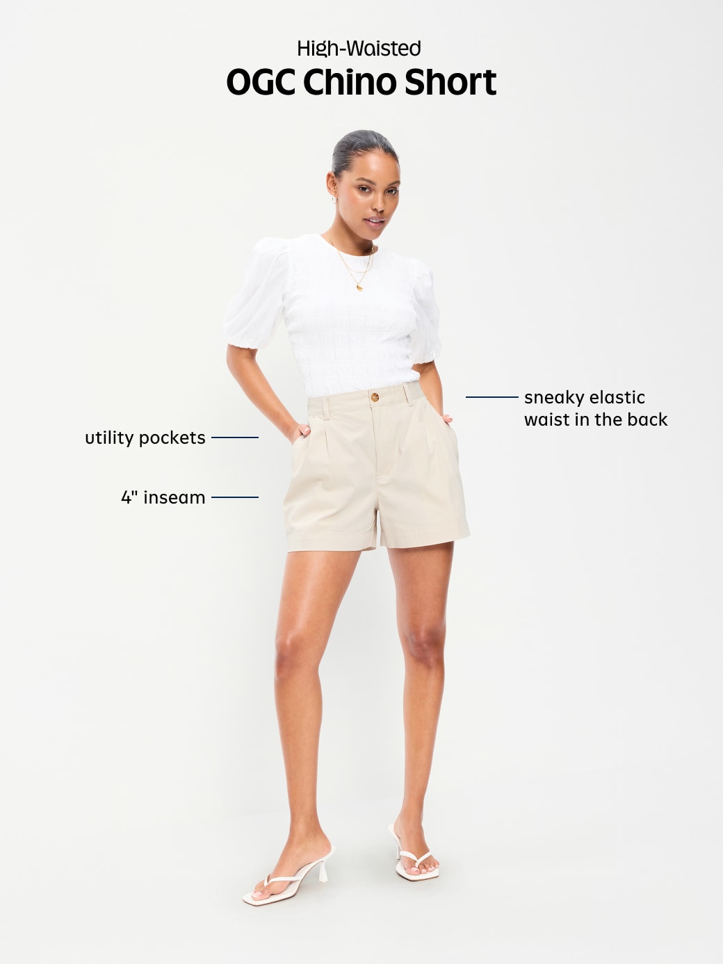 High-Waisted OGC Chino Shorts -- 4-inch inseam - Medium Wash - 9