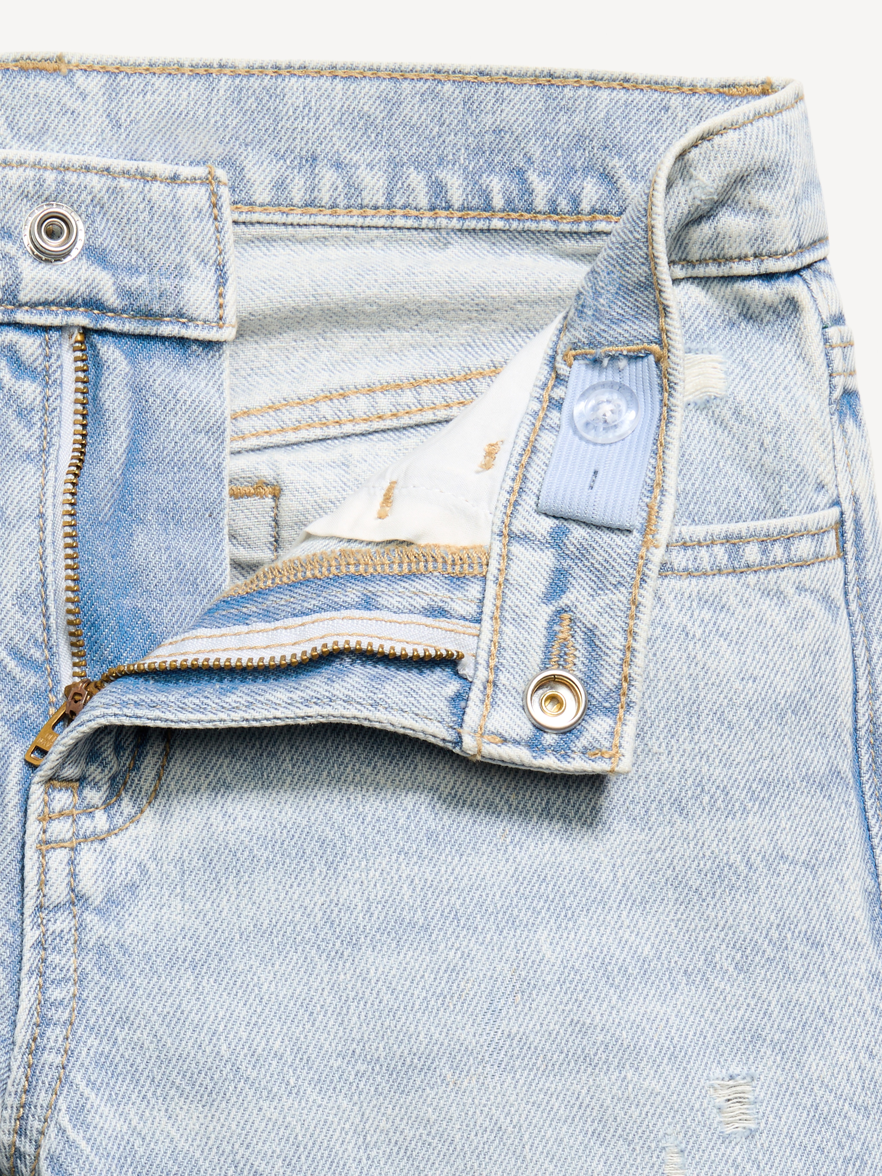 Printed High-Waisted Baggy Wide-Leg Jeans for Girls - Light Wash (Ripped) - 5