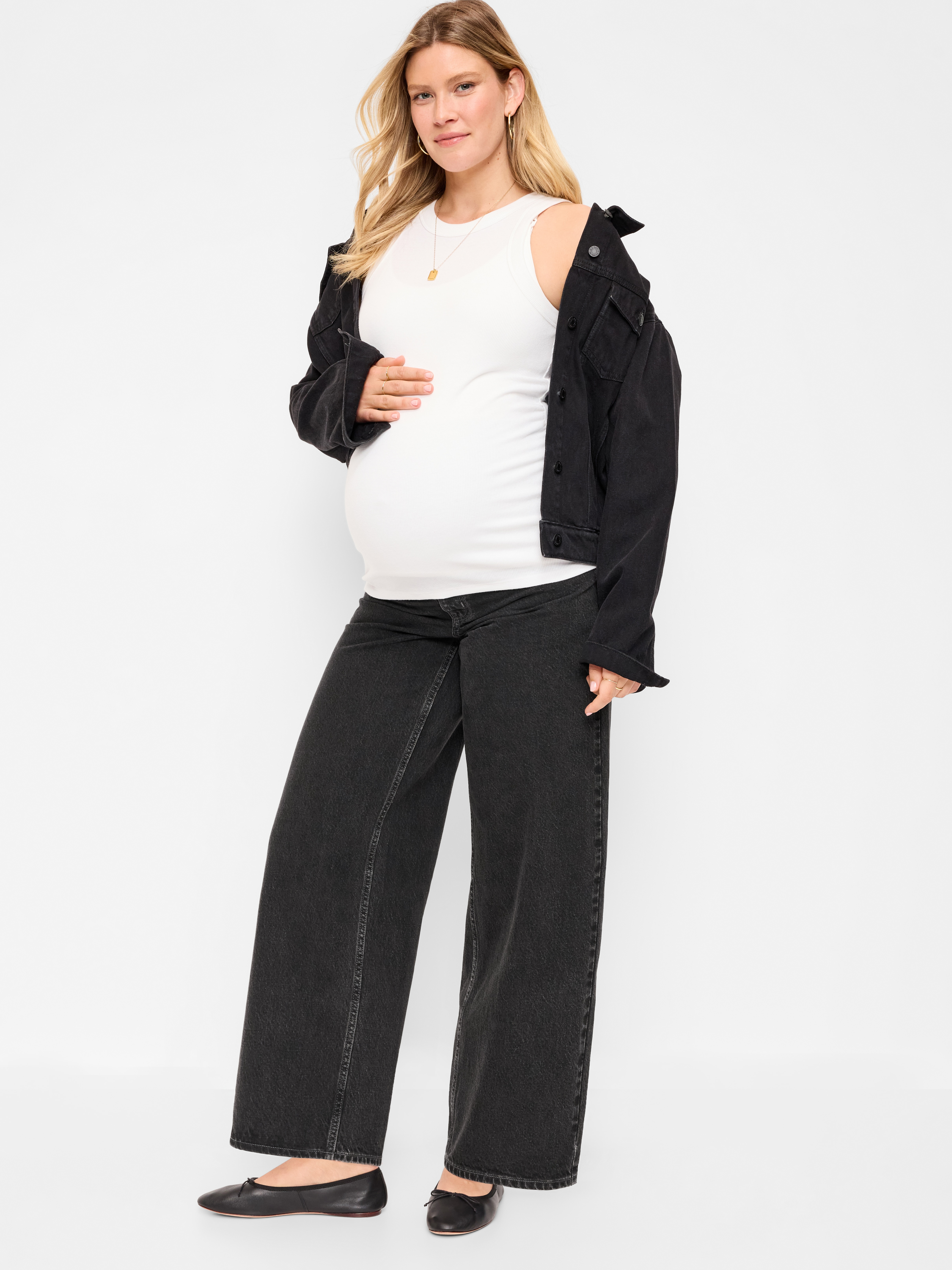 Maternity Full-Panel Wow Baggy Jeans - Licorice - 1