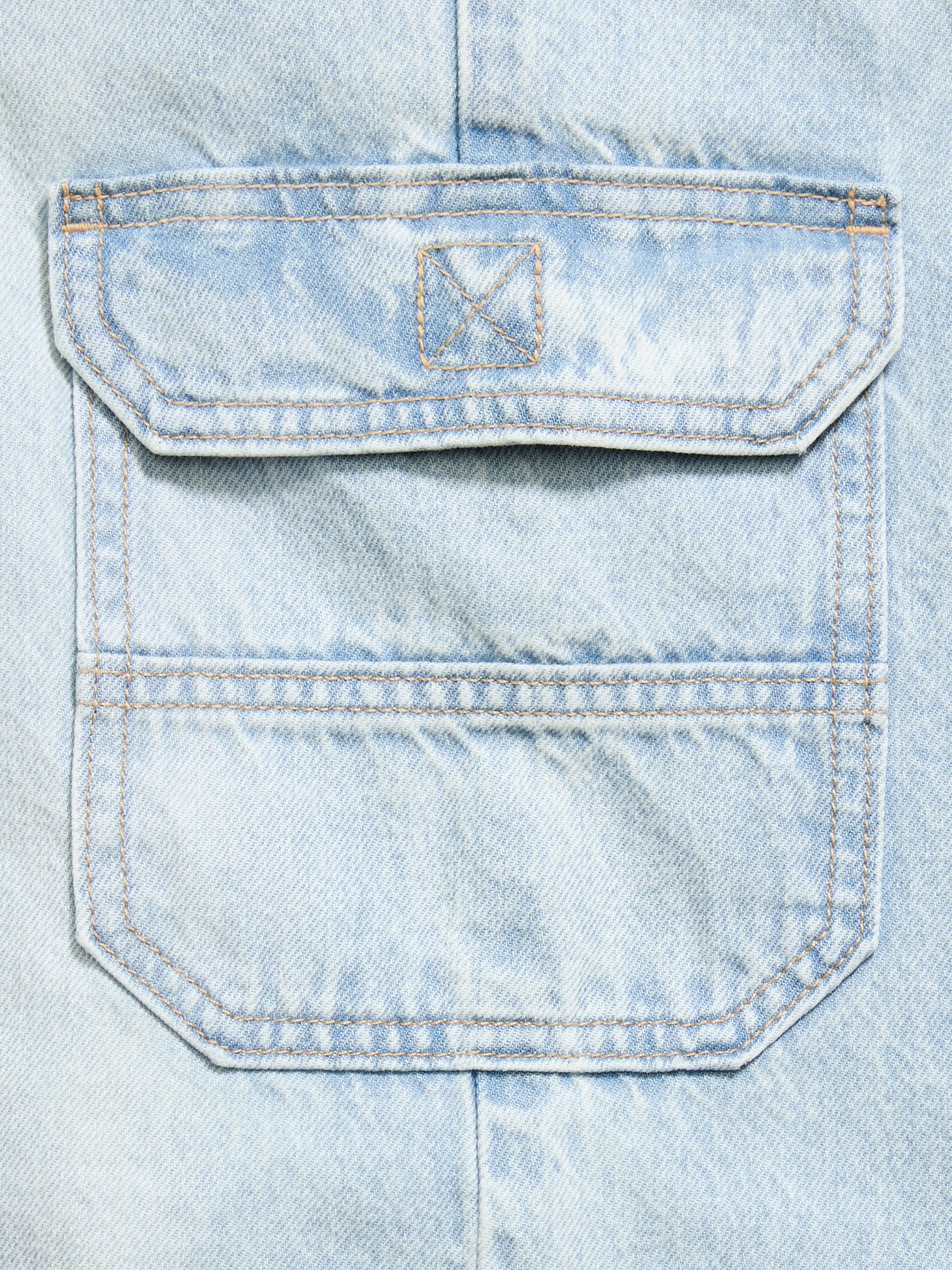 Pull-On Low-Rise Super Baggy Wide-Leg Cargo Jeans for Girls - Light Wash - 5