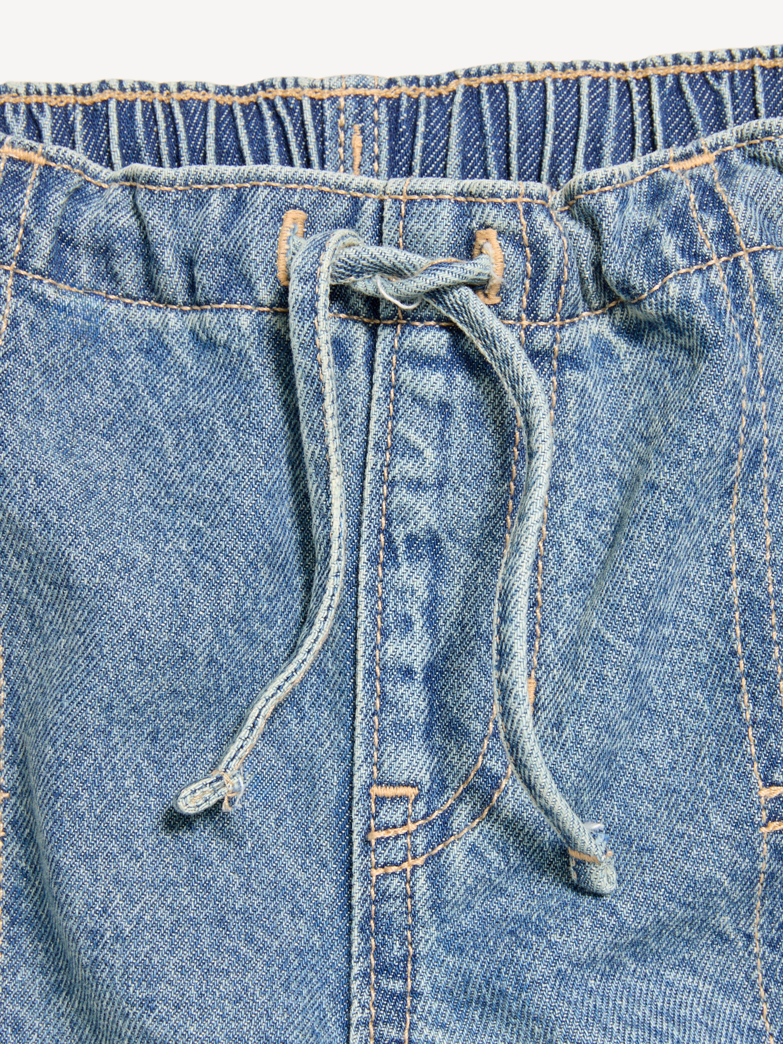 Pull-On Low-Rise Super Baggy Wide-Leg Cargo Jeans for Girls - Medium Wash - 5