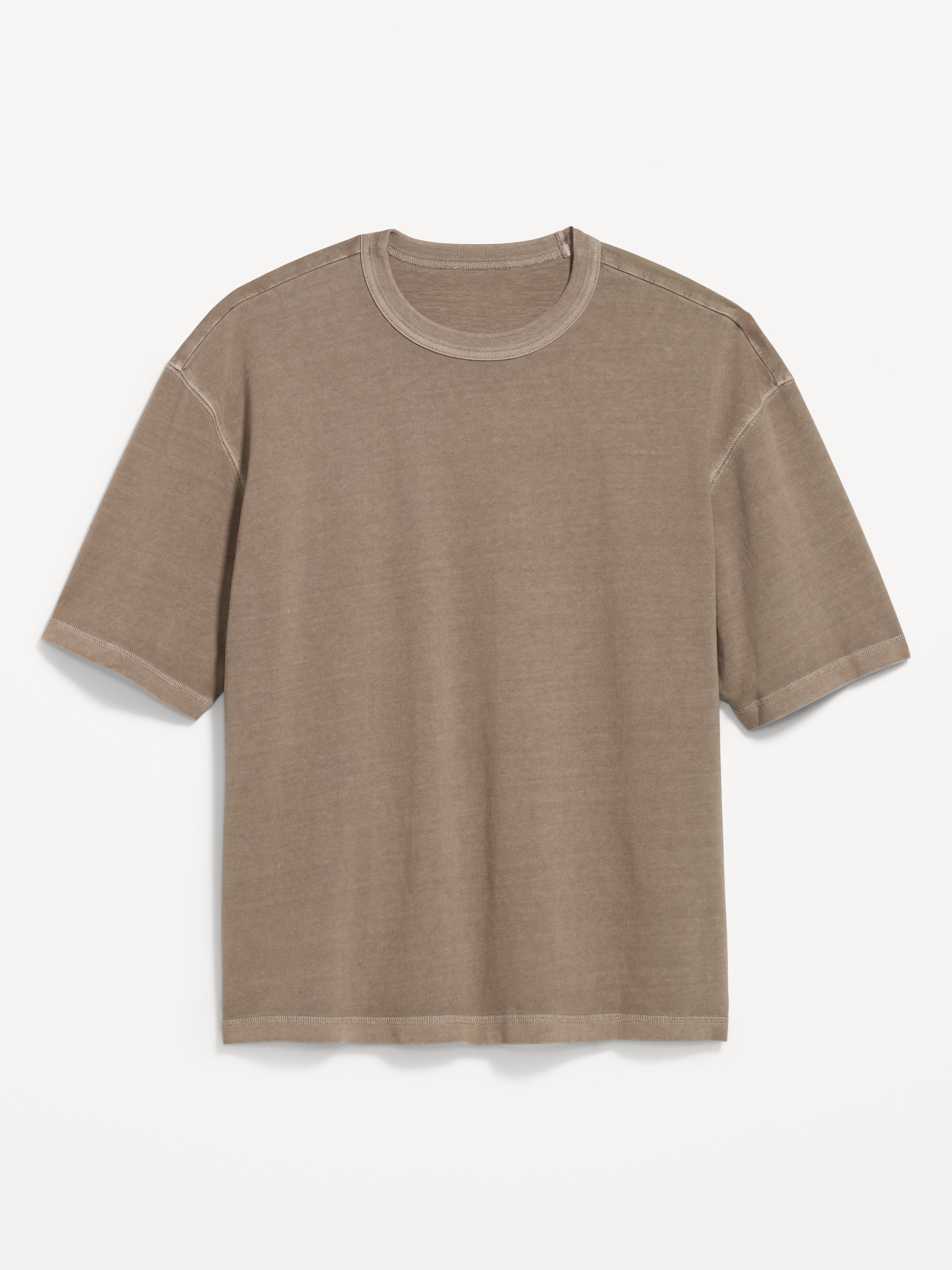 Garment-Dyed Heavyweight Cropped T-Shirt - Brown Truffle - 4