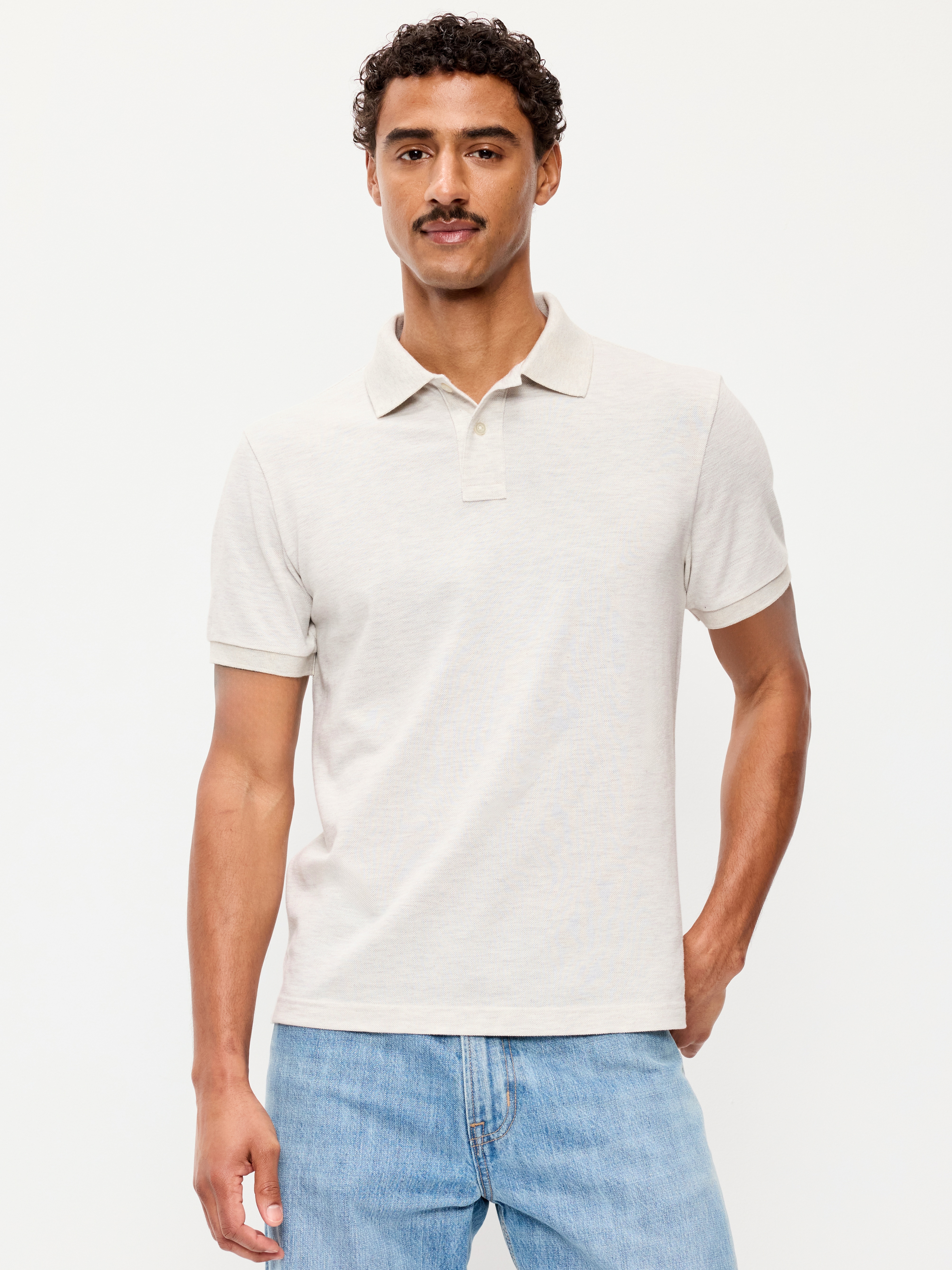 Pique Polo for Men - Light Heather Gray - 1