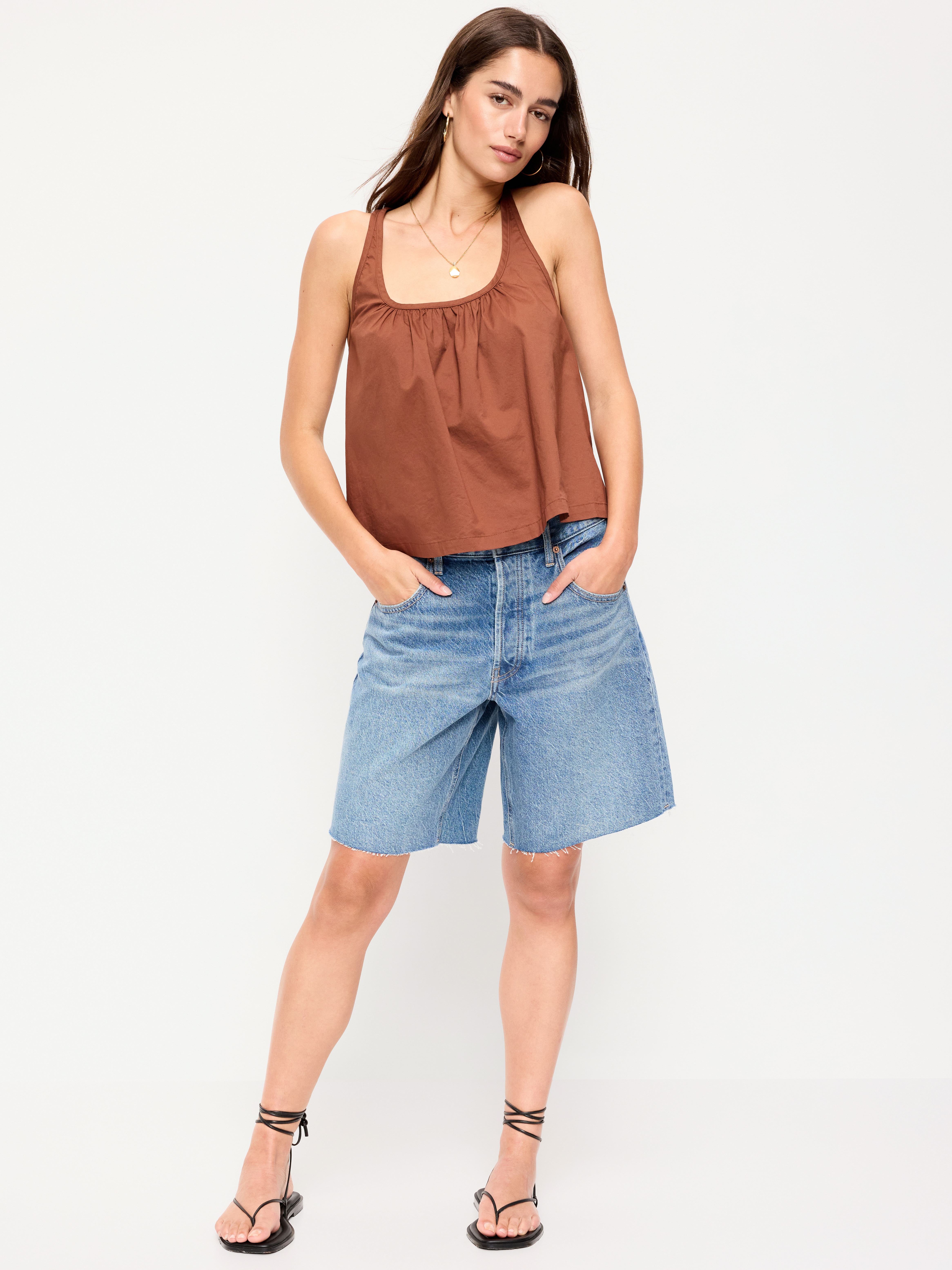 Mid-Rise Baggy Jean Cut-Off Shorts -- 9-inch inseam - Vivien - 1