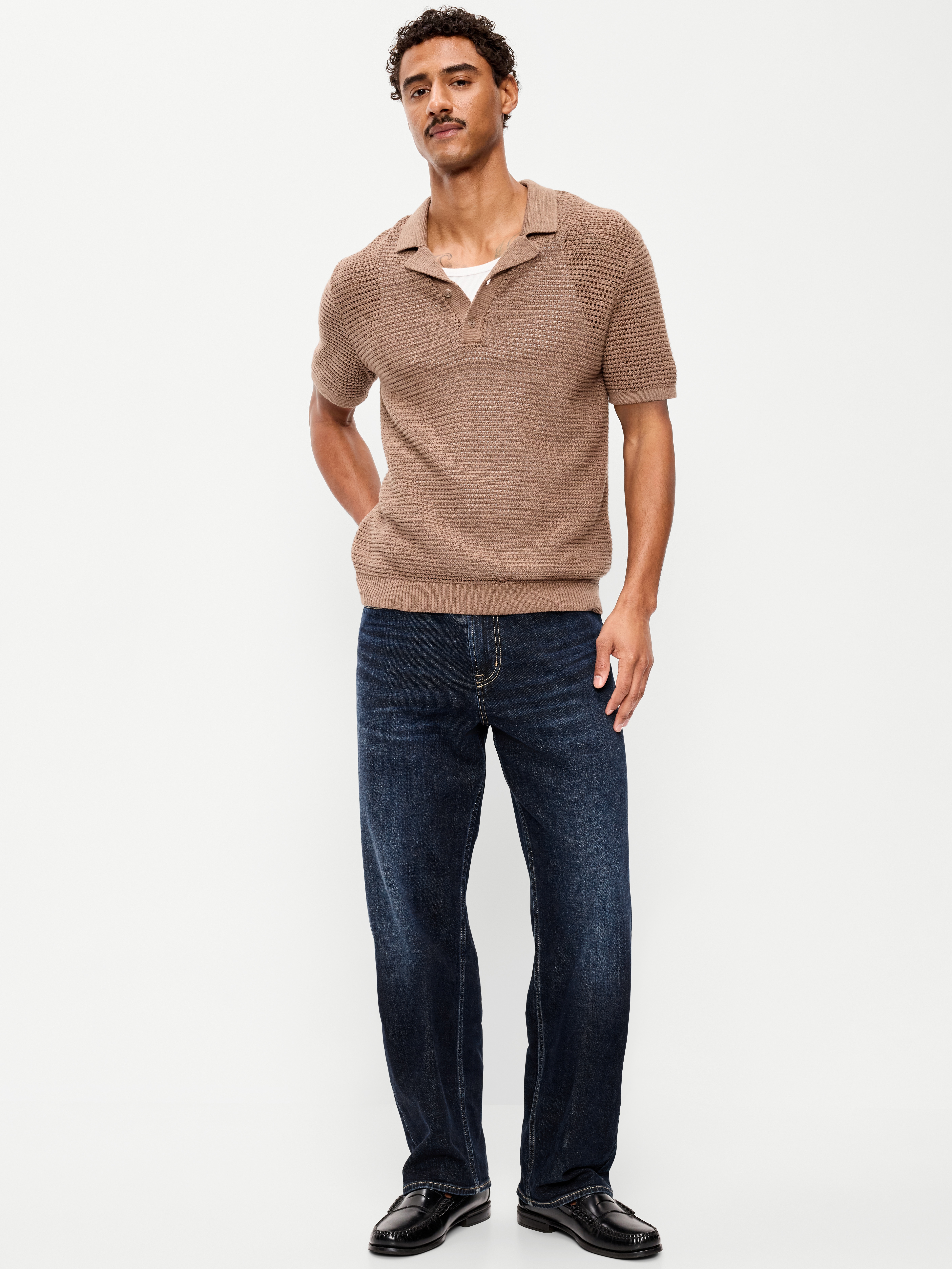 Relaxed Loose Built-In Flex Jeans - Dark Wash - 1
