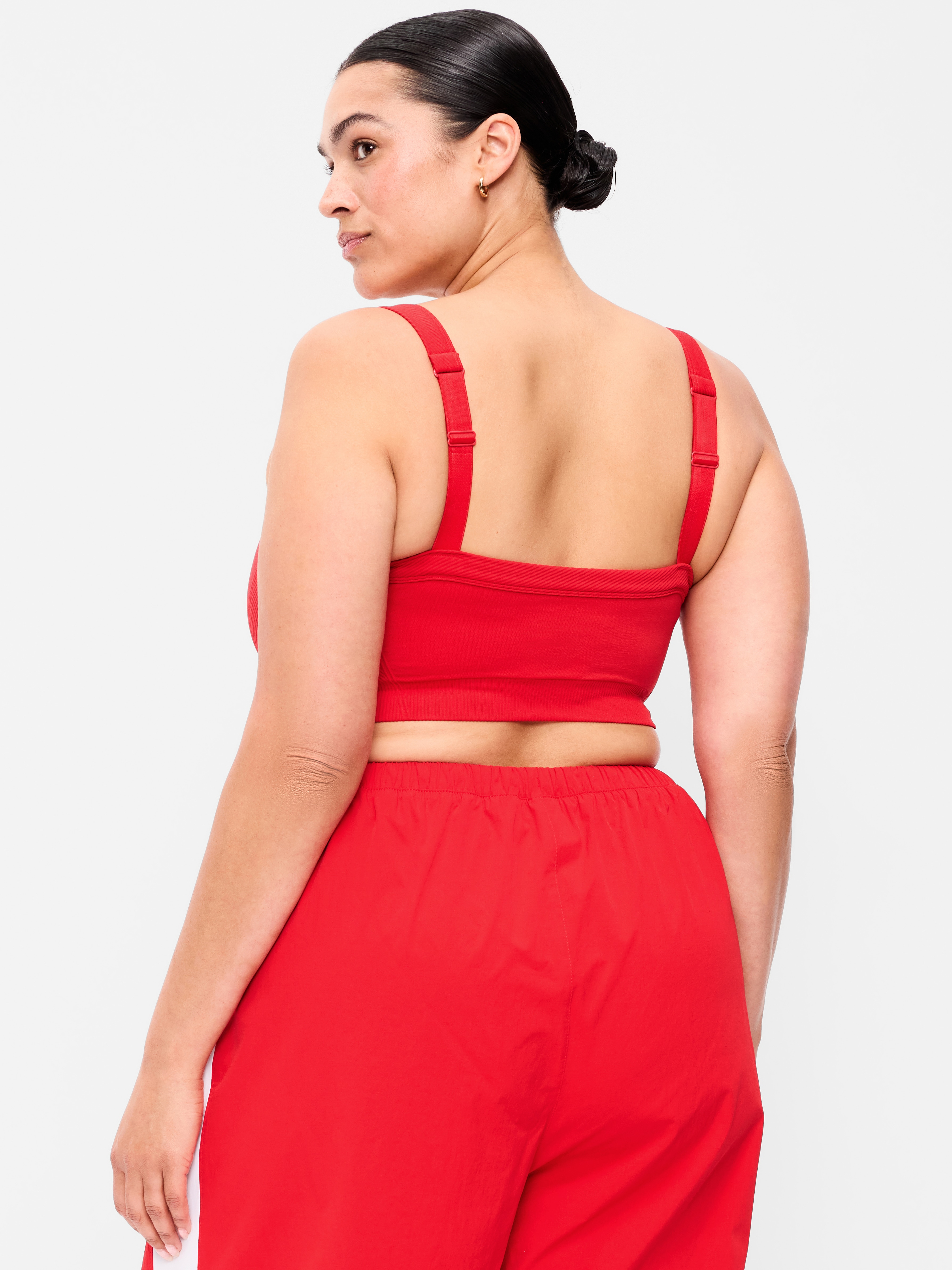 Light Support Fluid Seamless Ribbed Sports Bra - Bold Red - 8