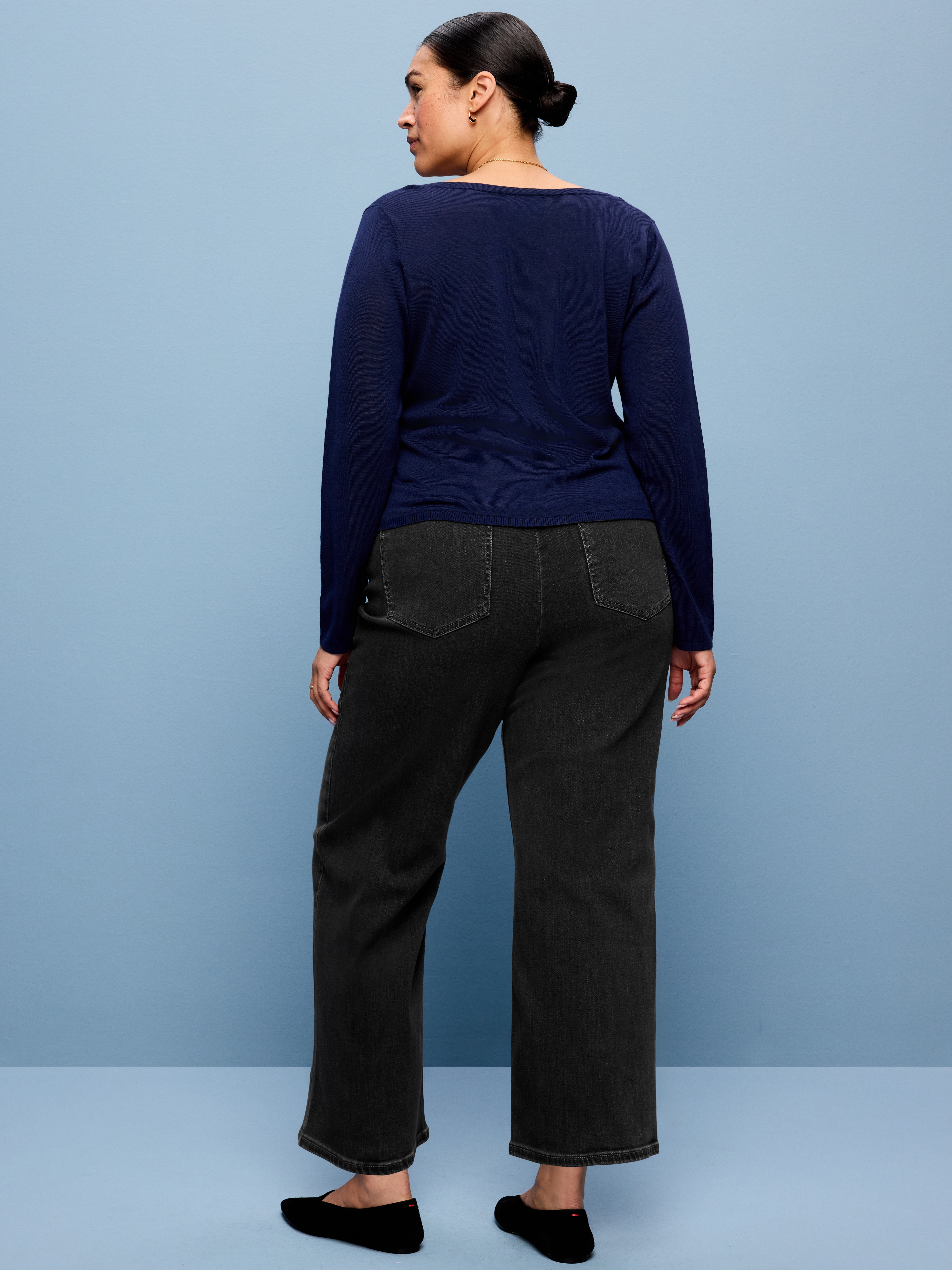 High-Waisted Weekender Pull-On Crop Wide-Leg Jeans - Dark Gray - 9