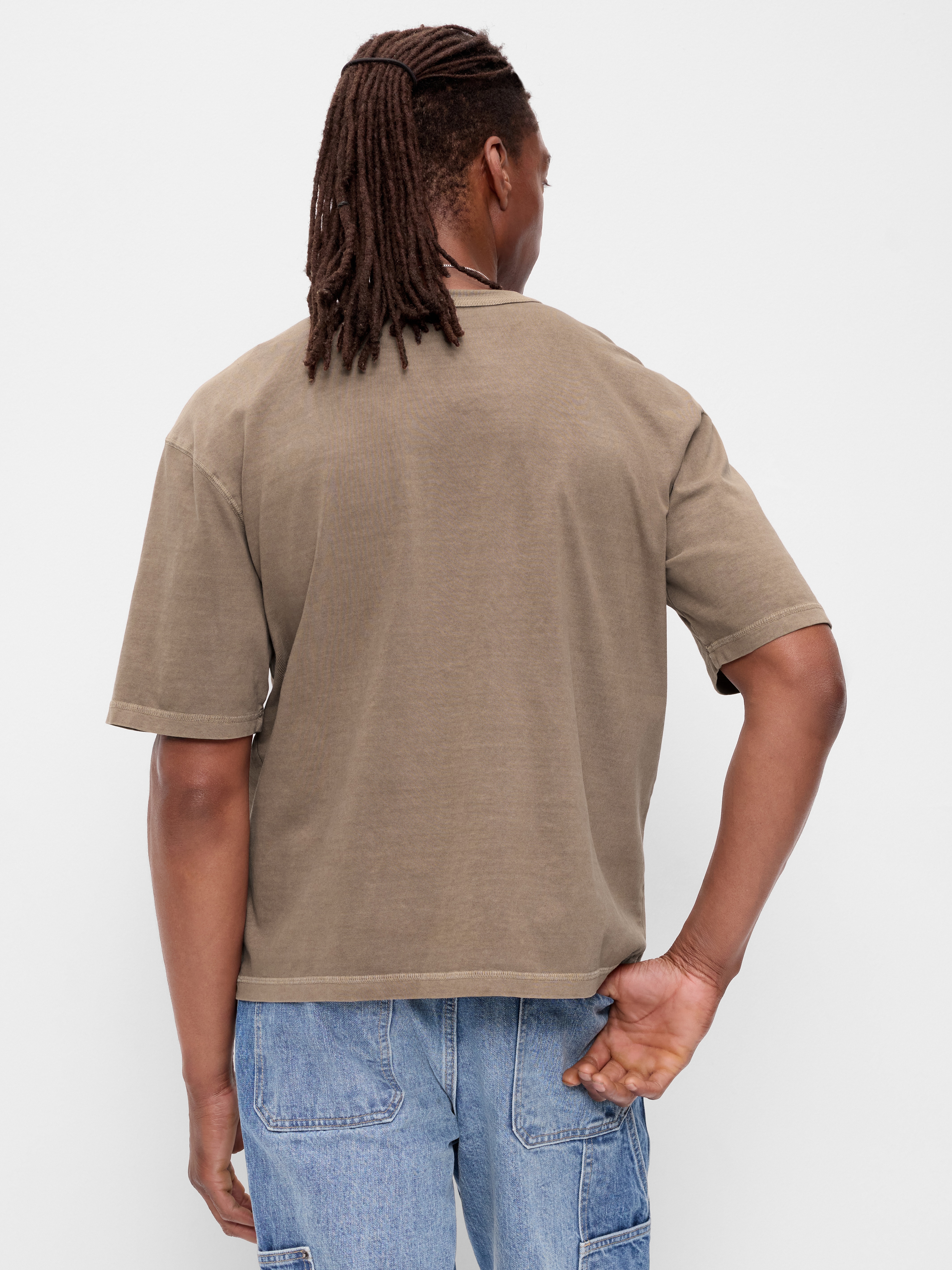 Garment-Dyed Heavyweight Cropped T-Shirt - Brown Truffle - 2