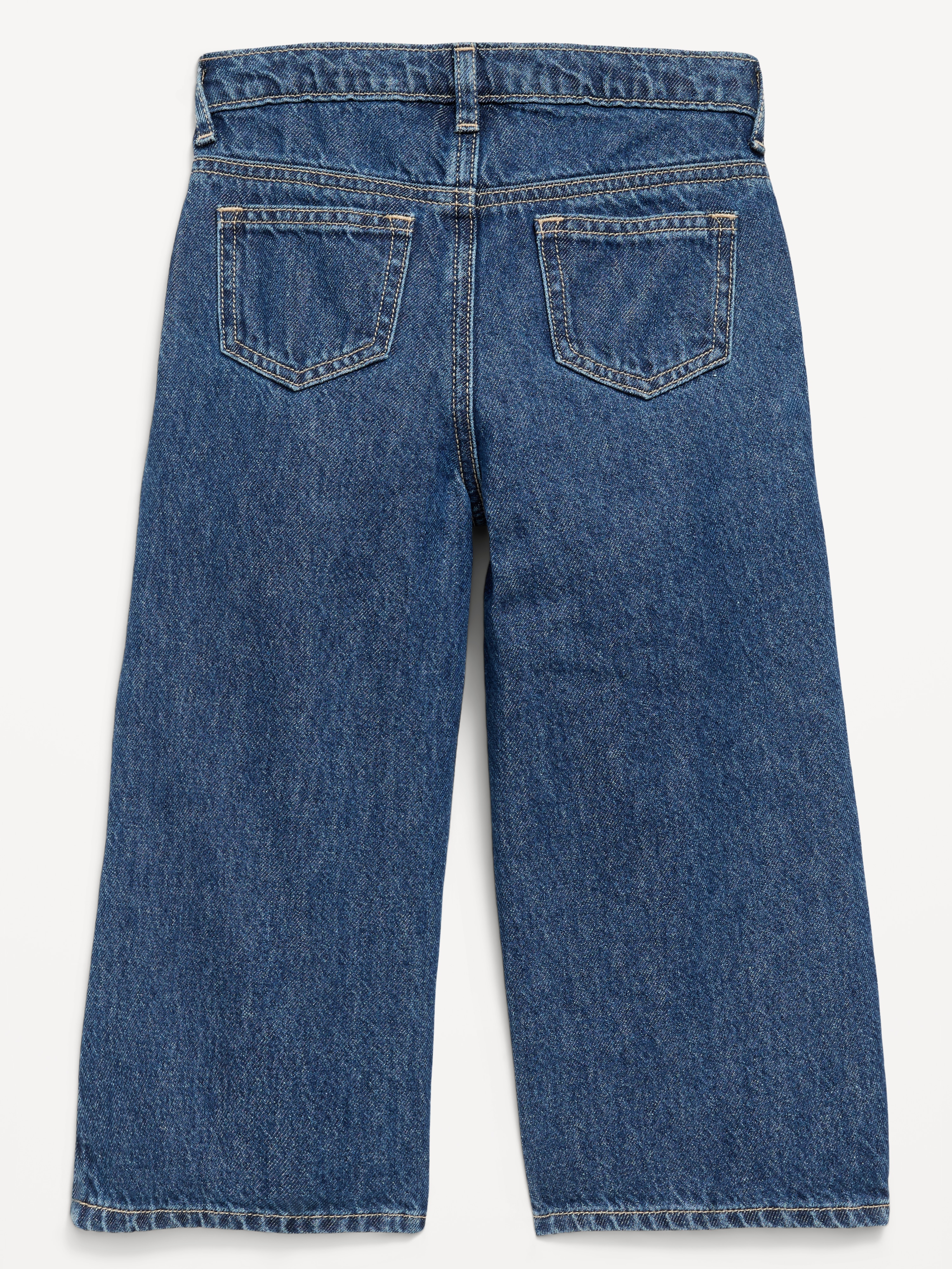 Super Baggy Lace-Trim Wide-Leg Jeans for Toddler Girls - Dark Wash - 4