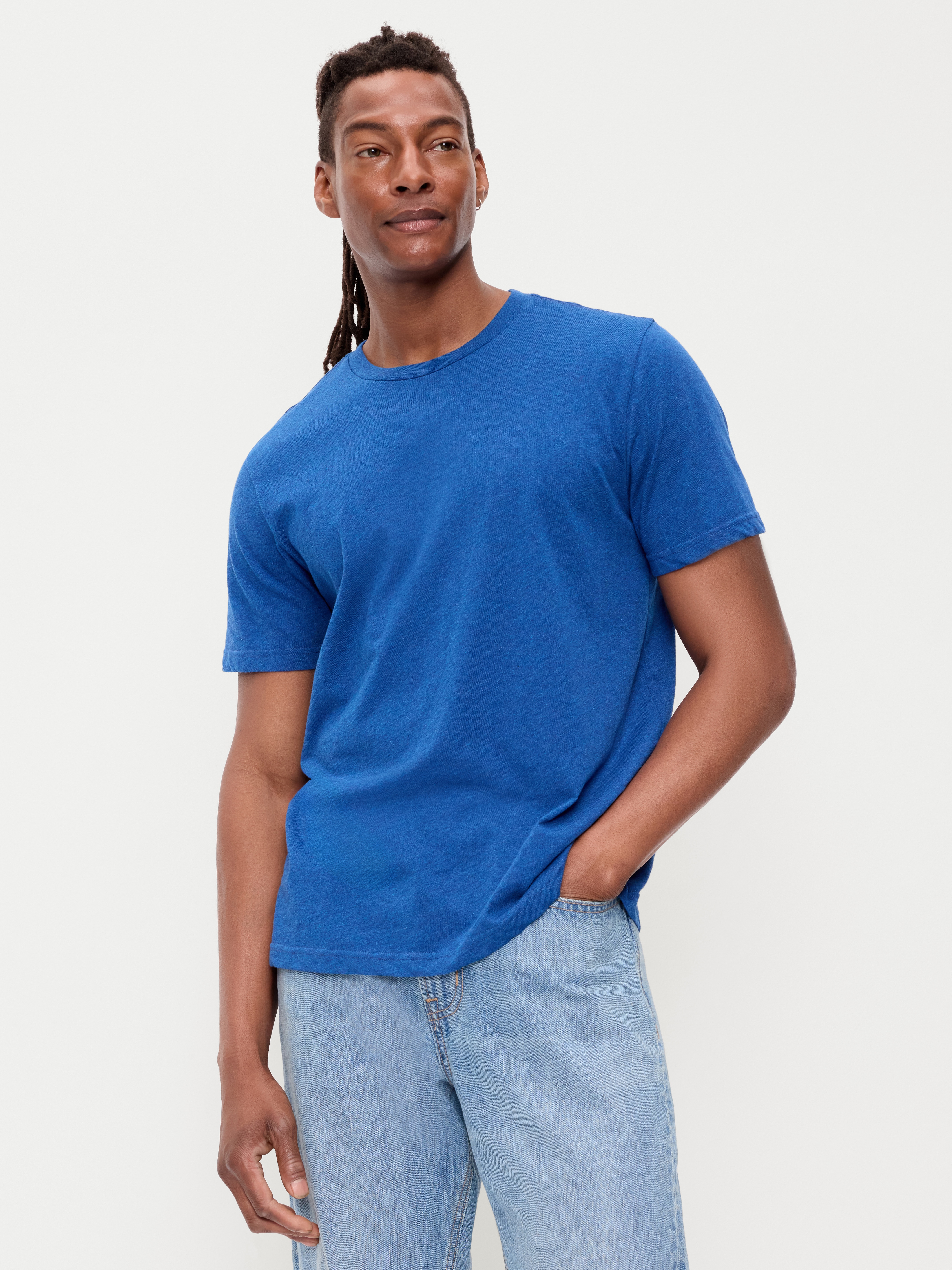 Soft-Washed Crew-Neck Short-Sleeve Tee - Pacific Blue - 1