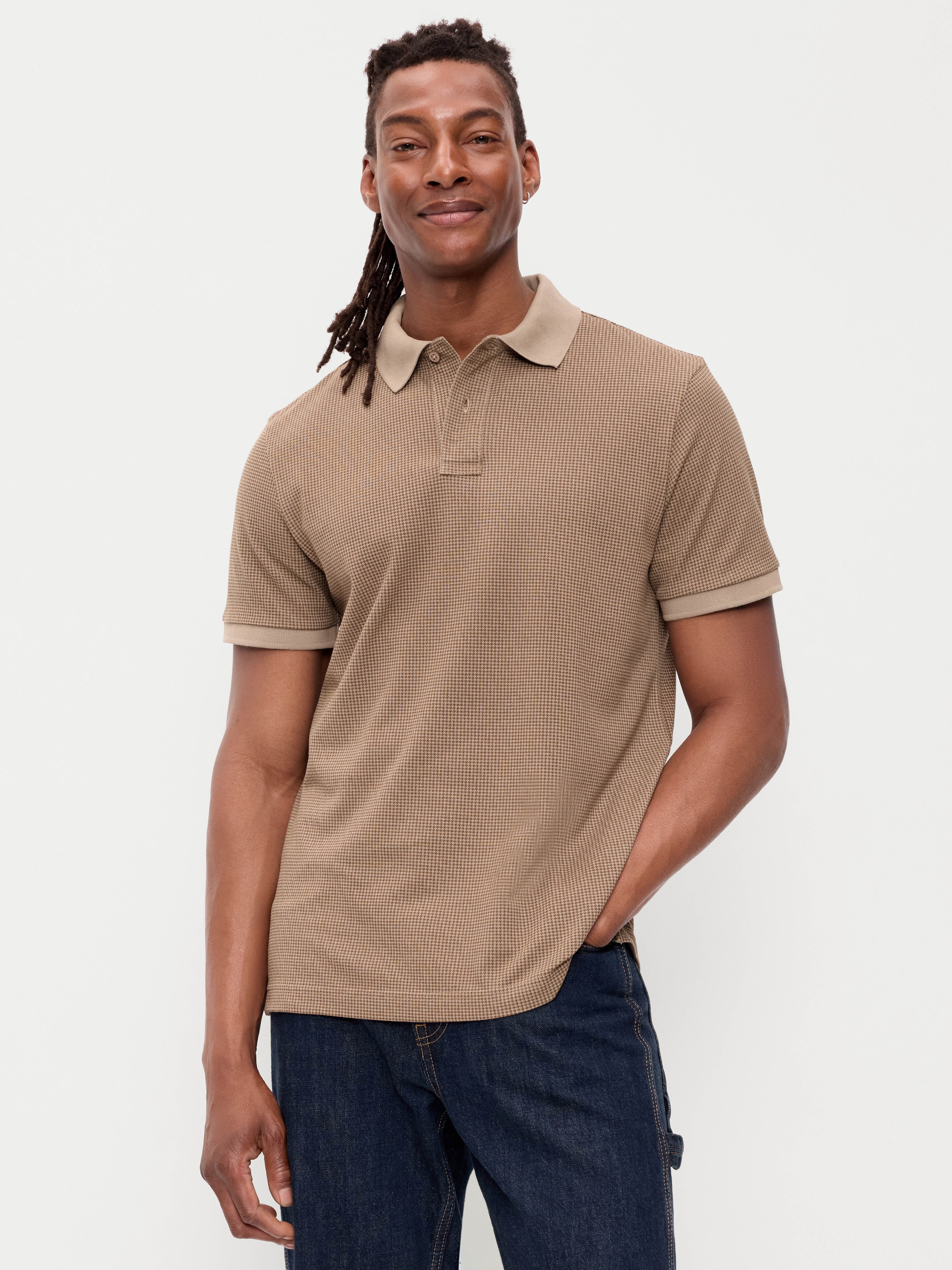 Built-In Flex Pro Polo for Men - Houndstooth - 1