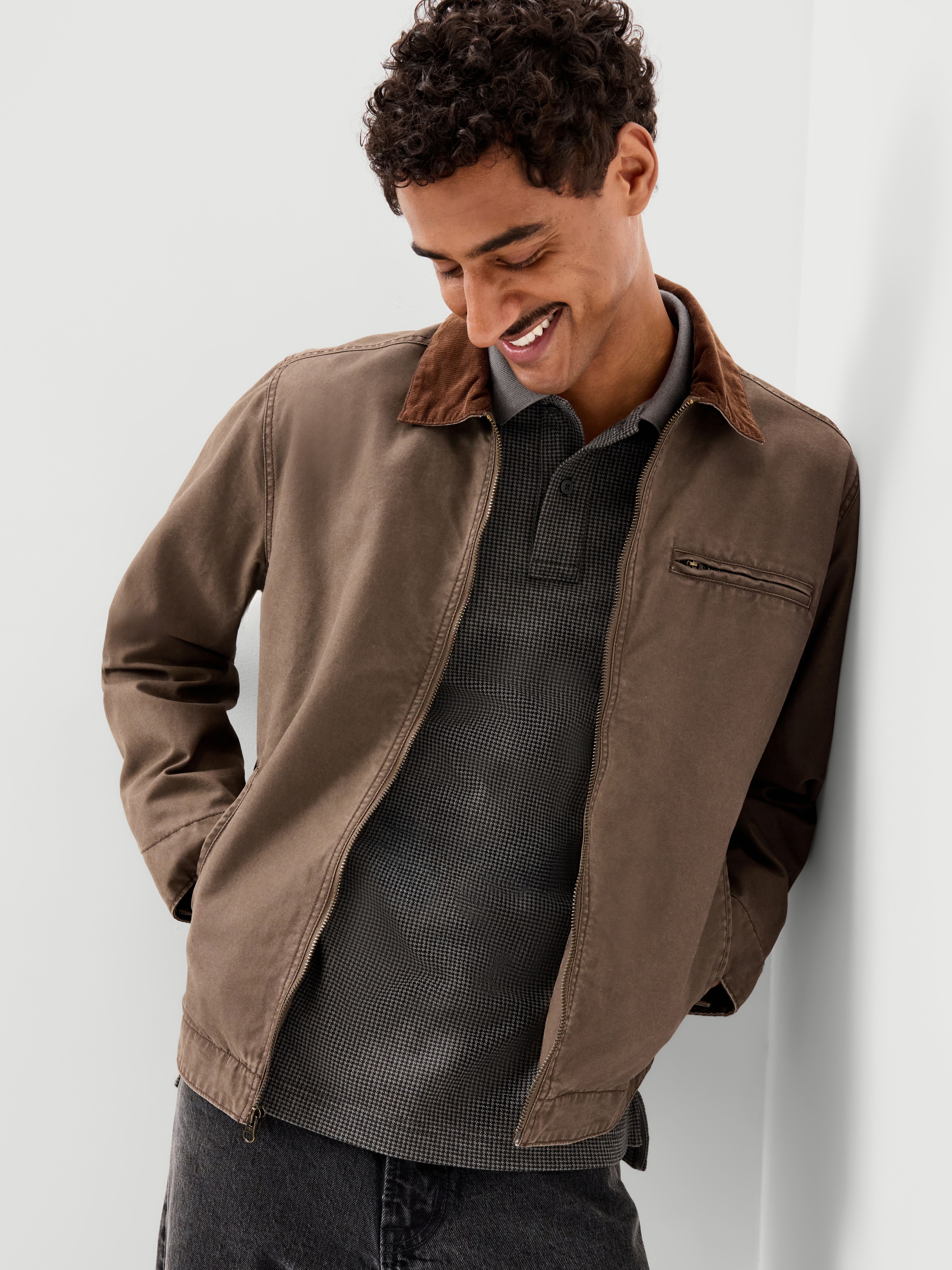Built-In Flex Pro Polo for Men - Gray Houndstooth - 3