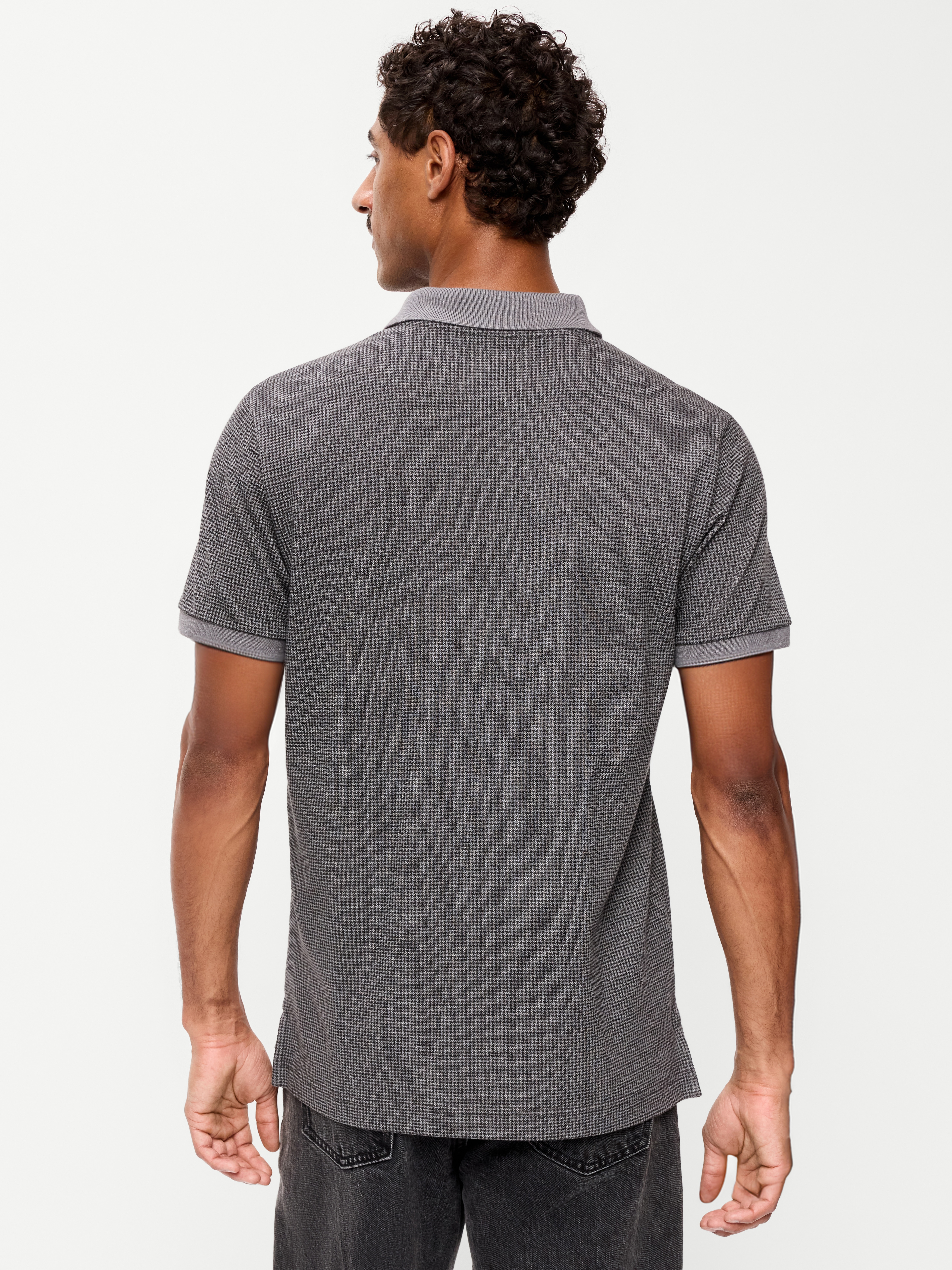 Built-In Flex Pro Polo for Men - Gray Houndstooth - 2