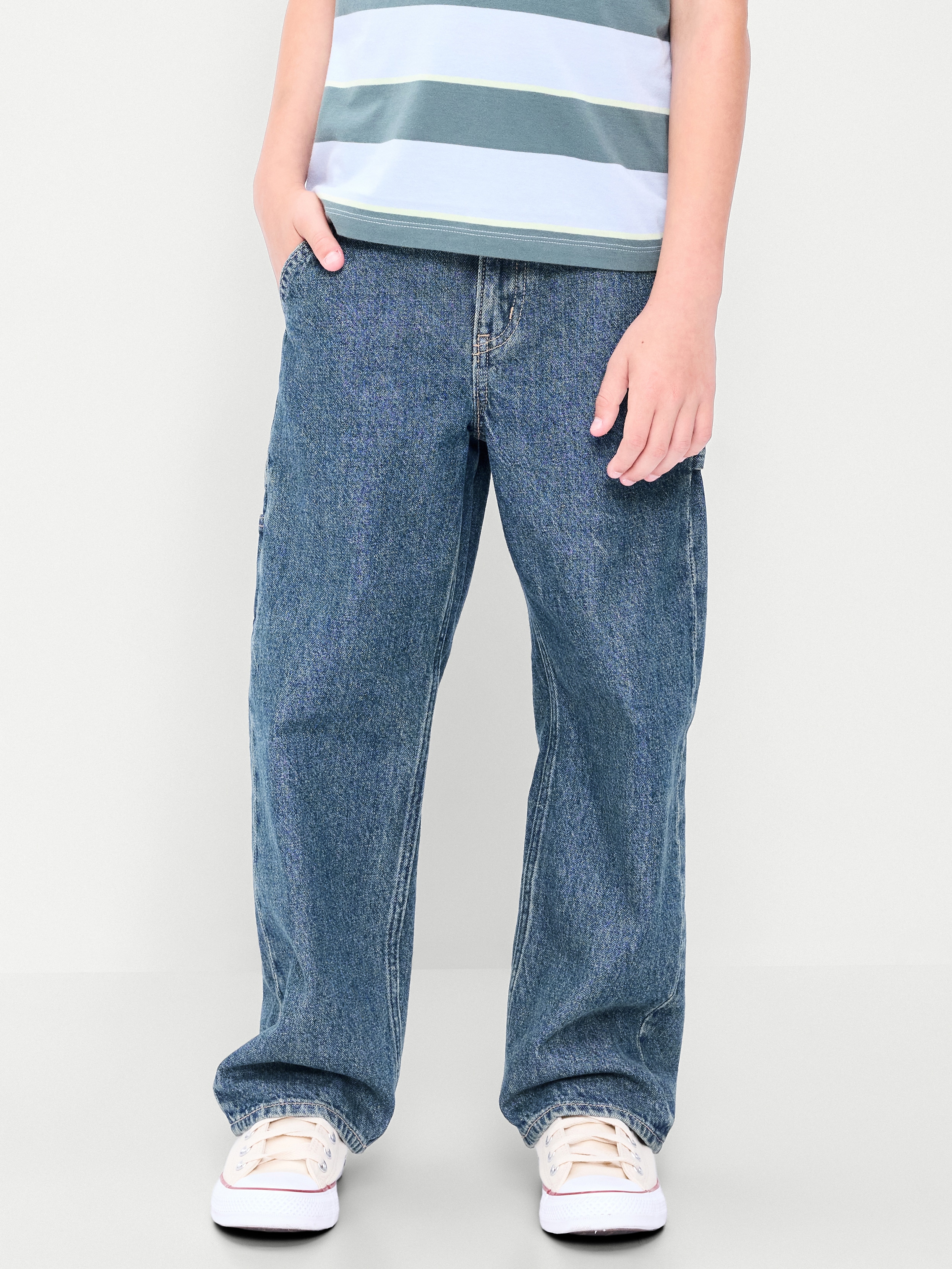 Baggy Non-Stretch Jeans for Boys - Dark Wash - 1