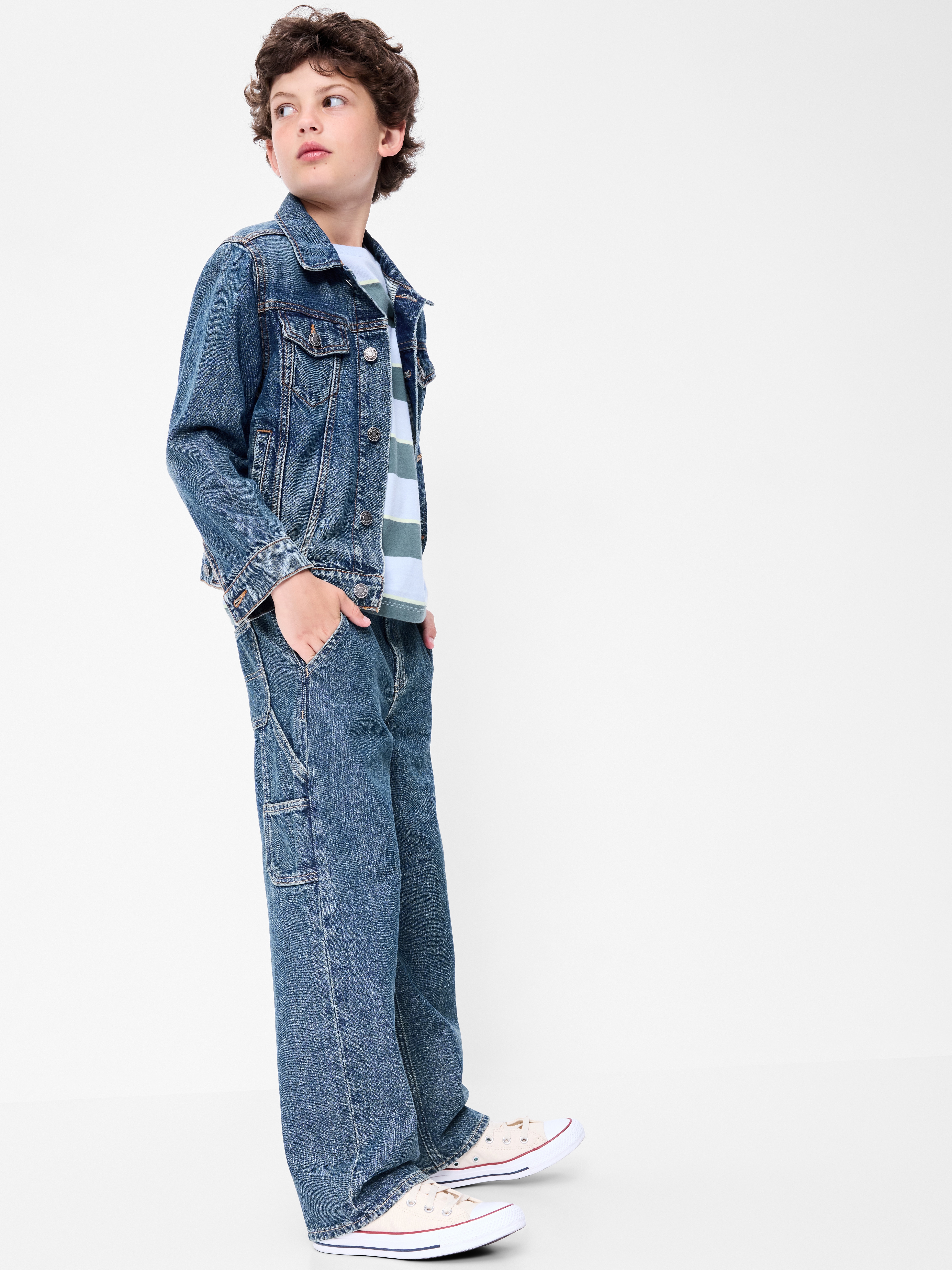 Baggy Non-Stretch Jeans for Boys - Dark Wash - 3