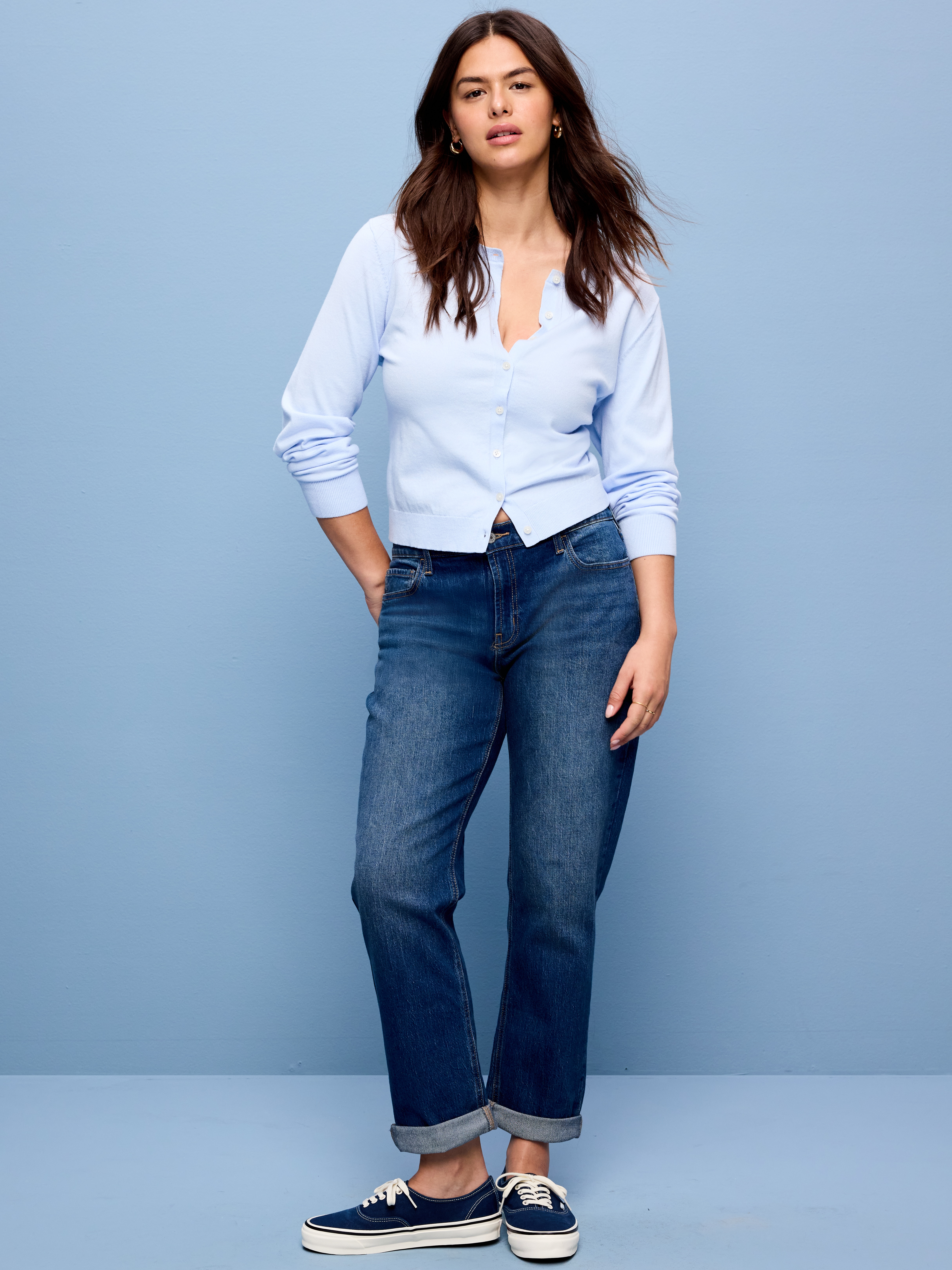 Mid-Rise Wow Boyfriend Straight Jeans - Dark Wash - 4
